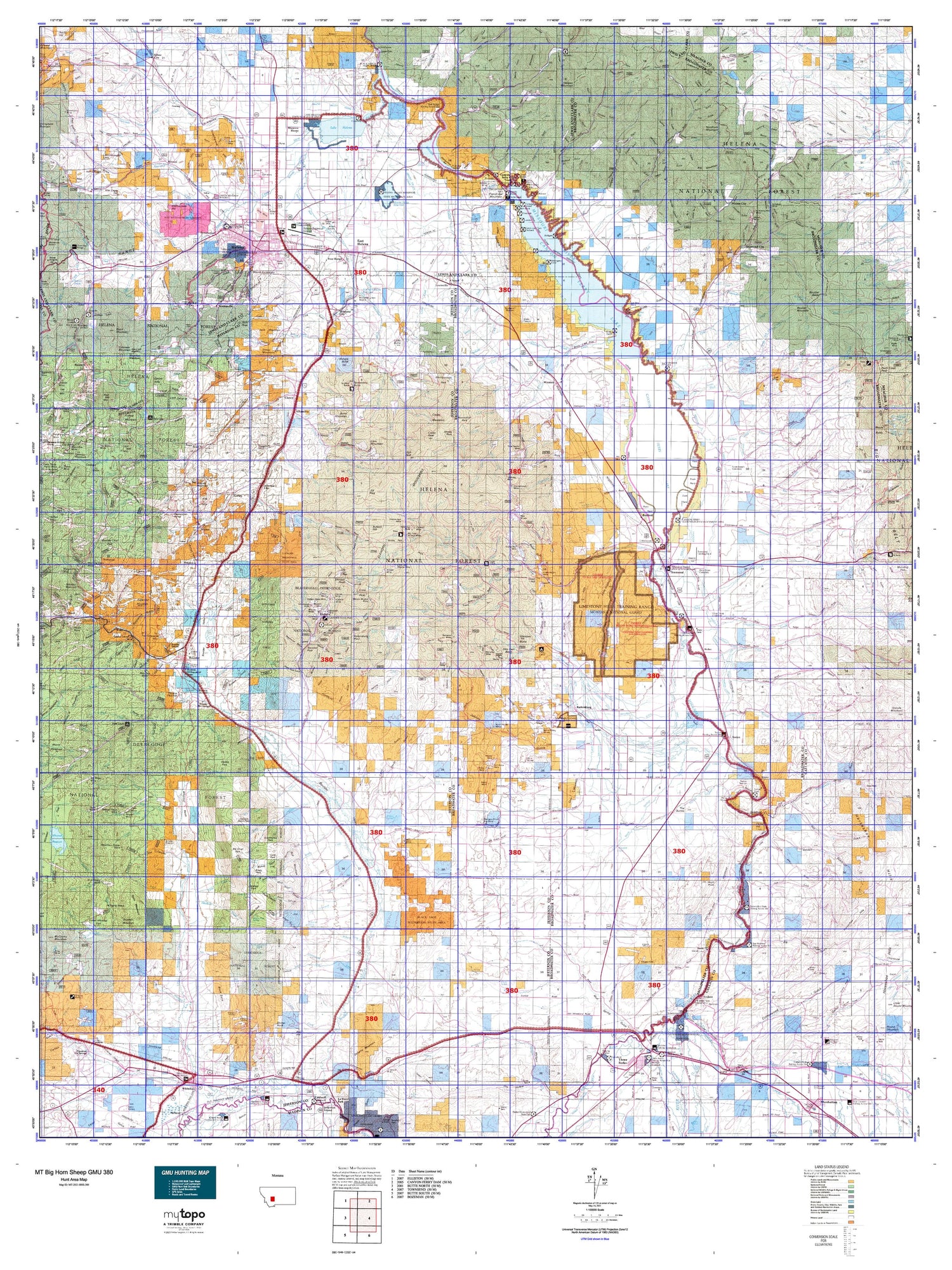 Montana Big Horn Sheep GMU 380 Map Image