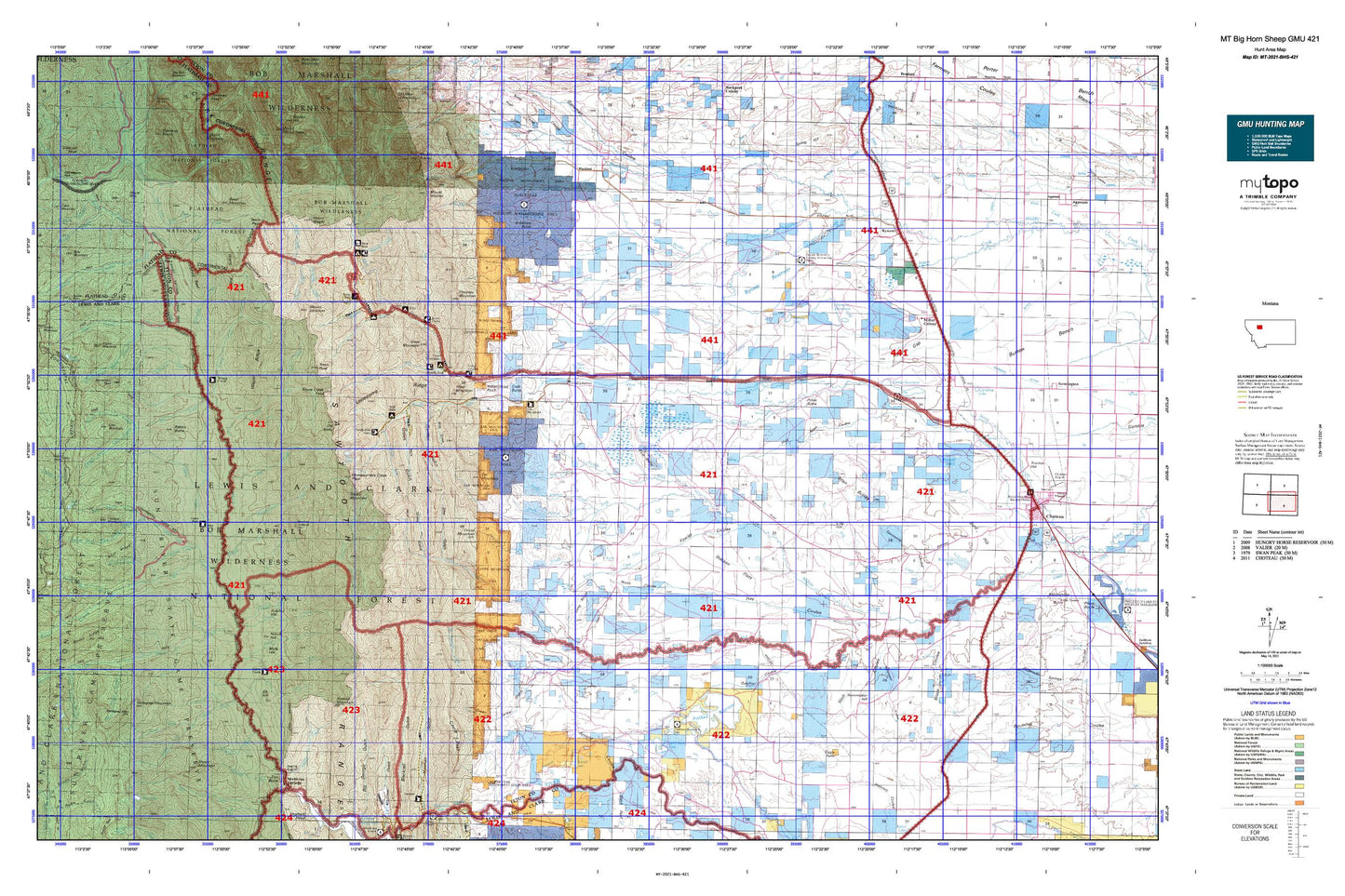 Montana Big Horn Sheep GMU 421 Map Image
