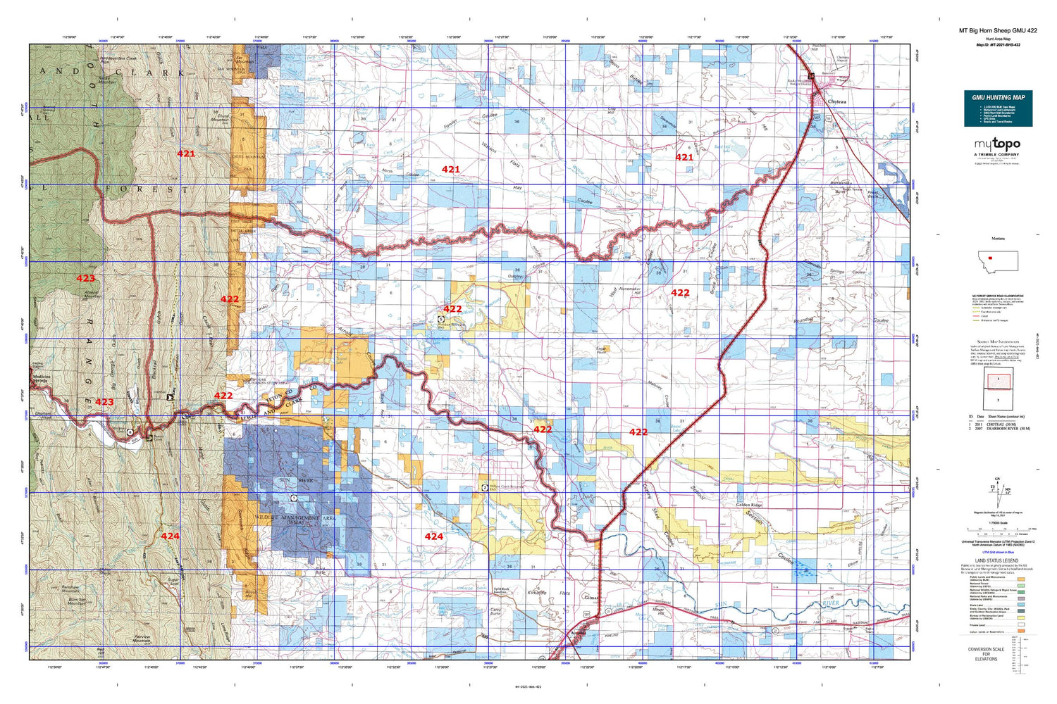 Montana Big Horn Sheep GMU 422 Map Image