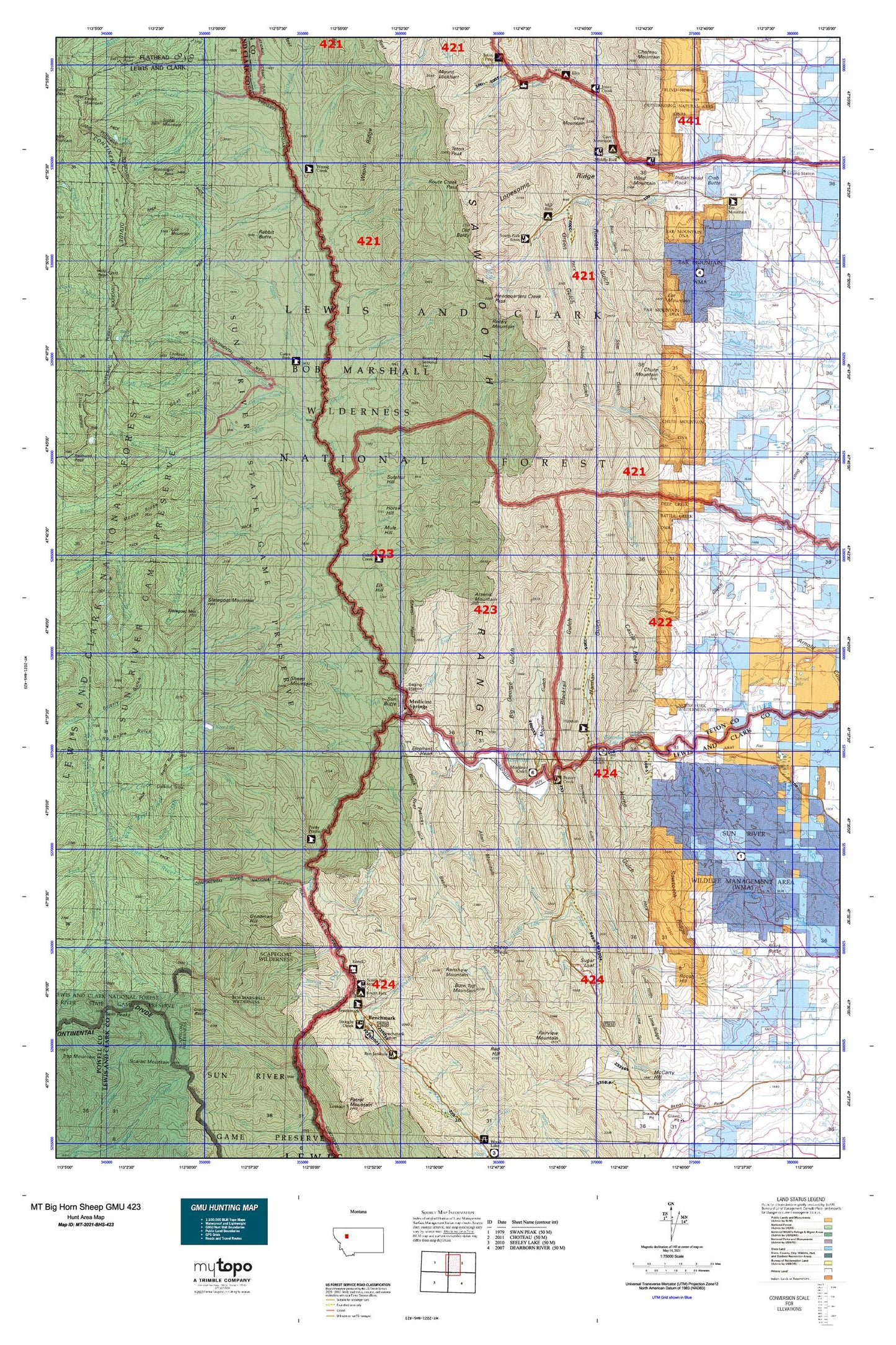 Montana Big Horn Sheep GMU 423 Map Image