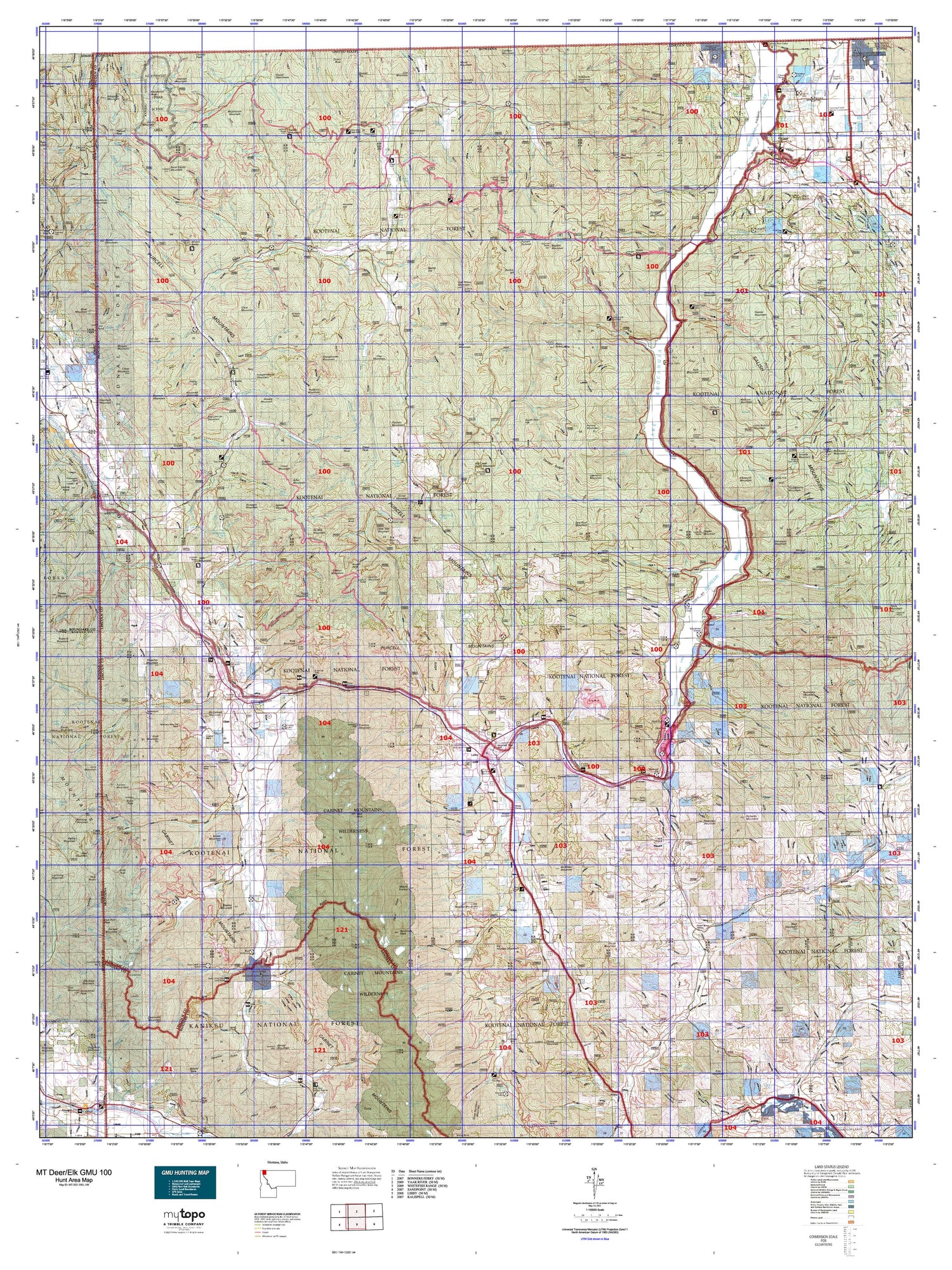 Montana Deer/Elk GMU 100 Map Image