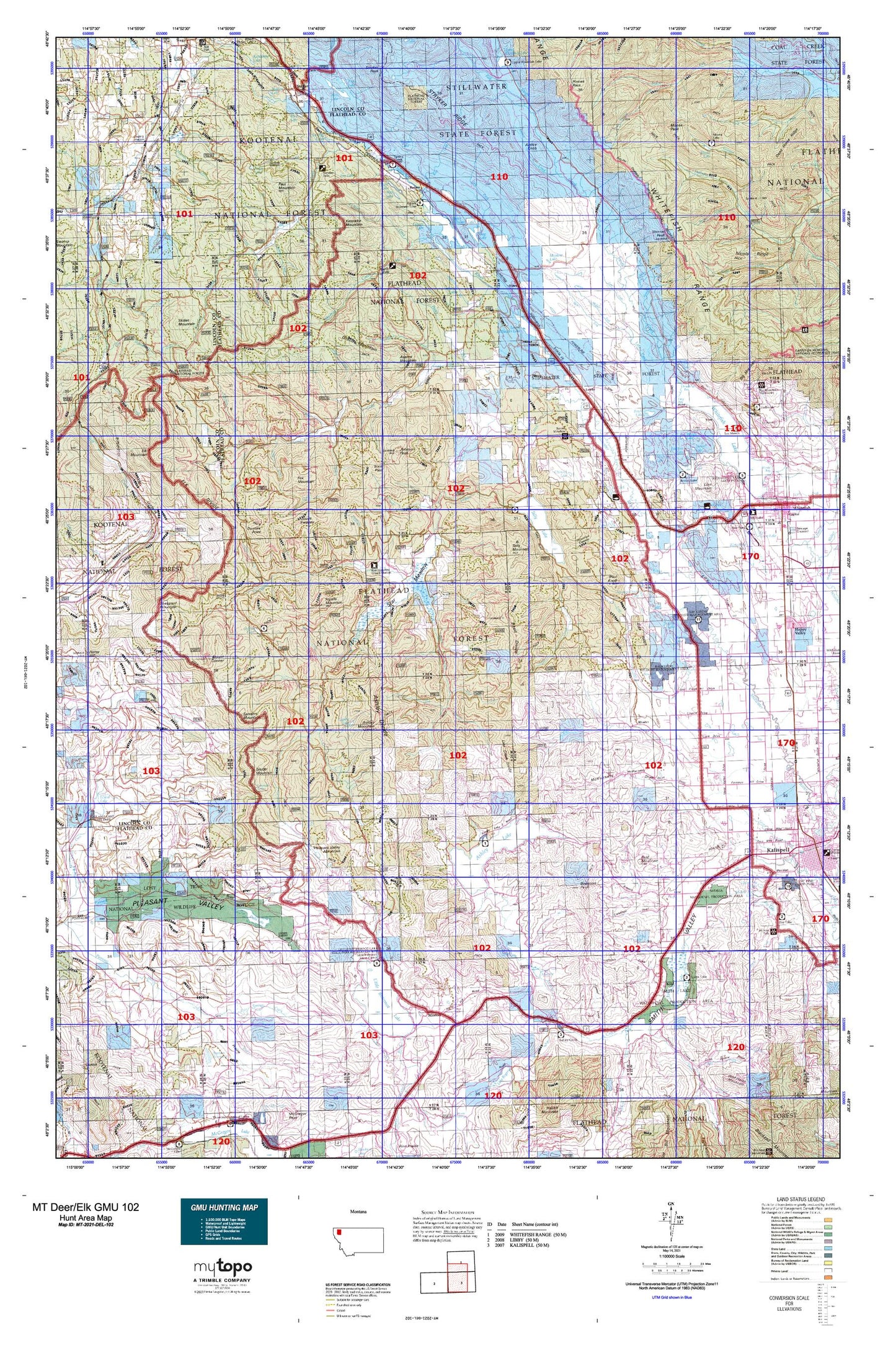 Montana Deer/Elk GMU 102 Map Image
