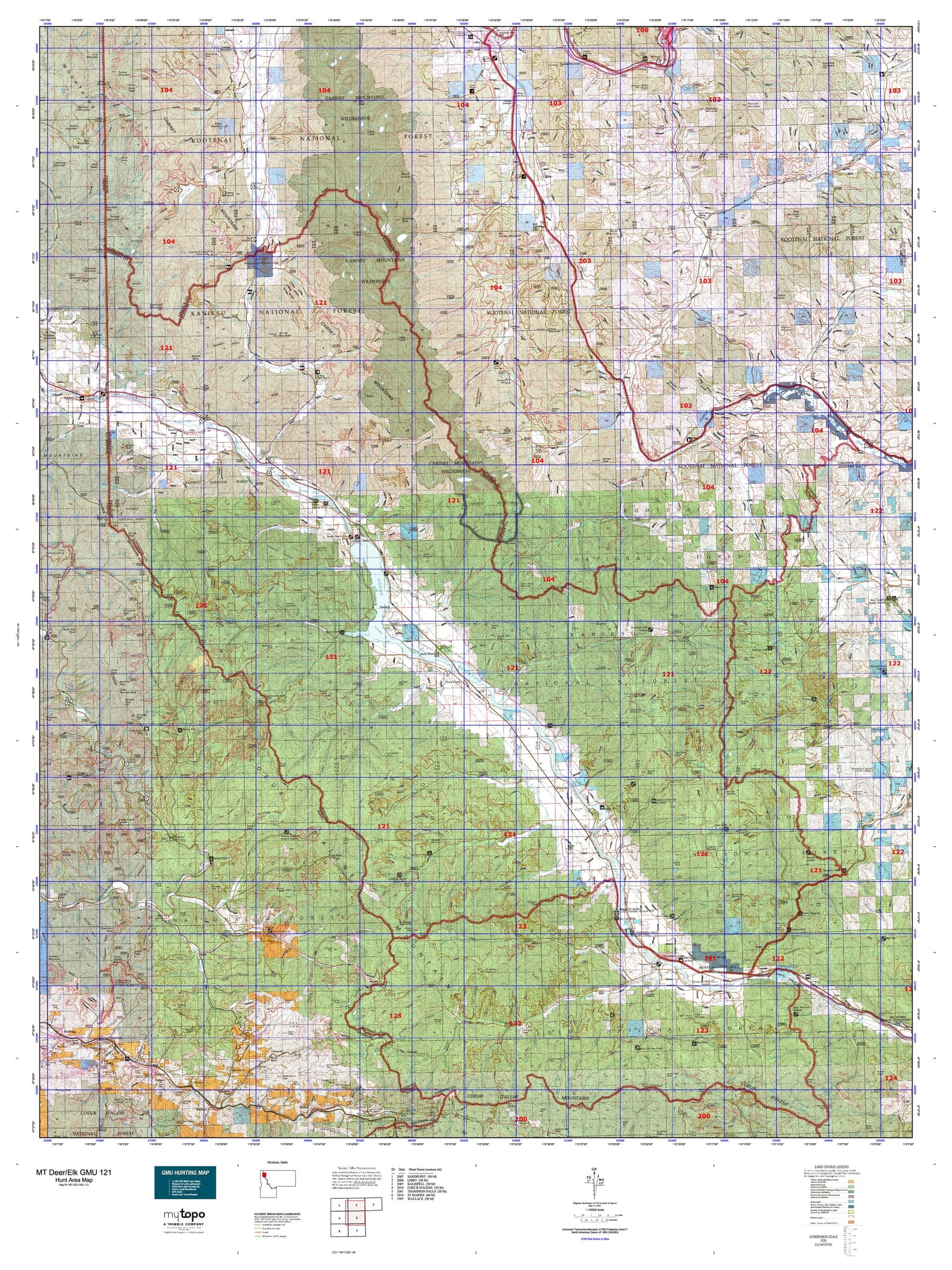 Montana Deer/Elk GMU 121 Map Image