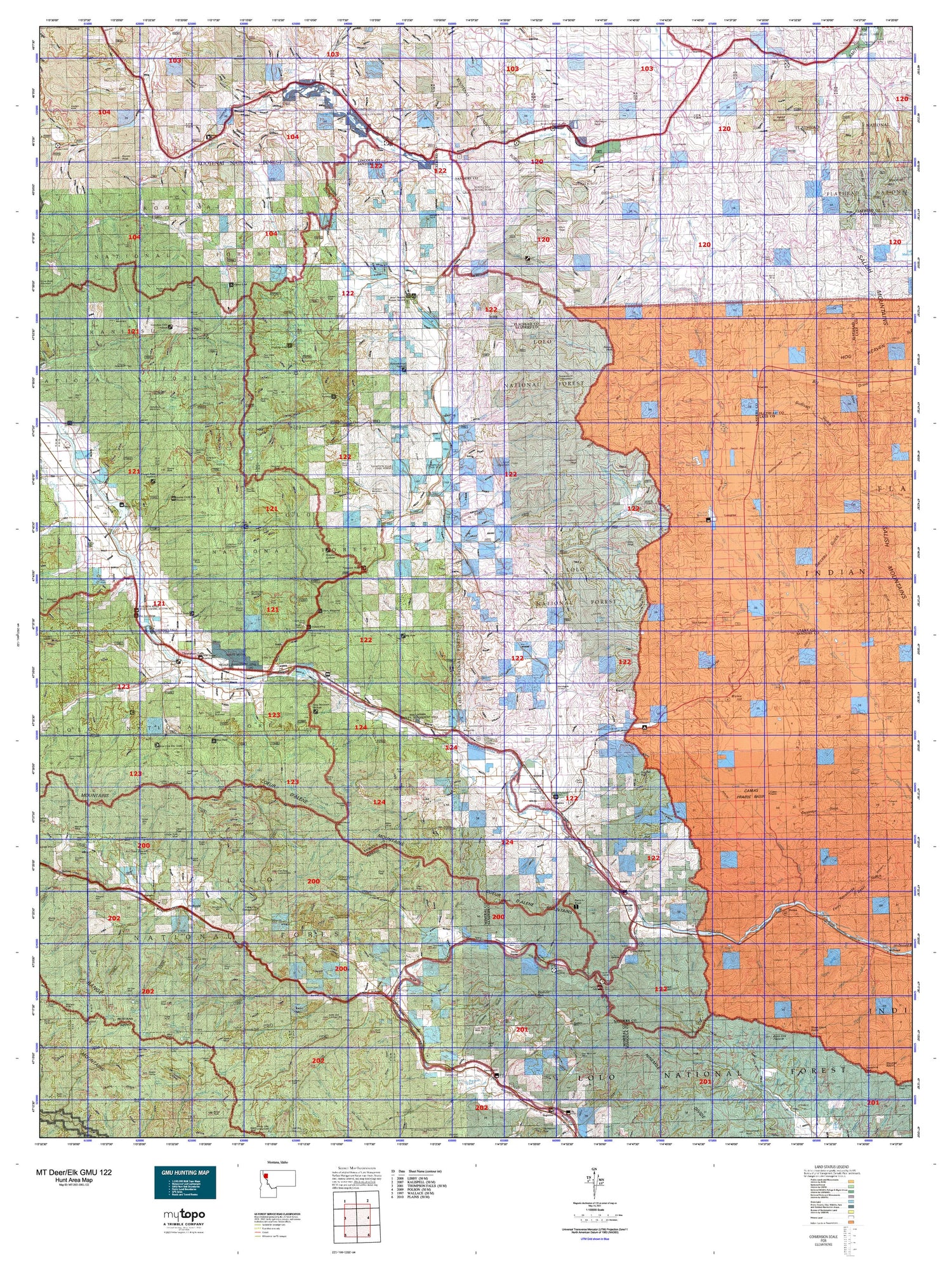 Montana Deer/Elk GMU 122 Map Image
