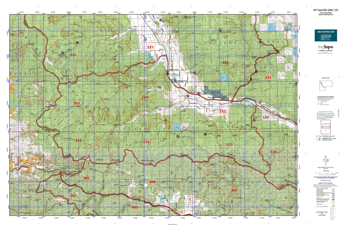 Montana Deer/Elk GMU 123 Map Image