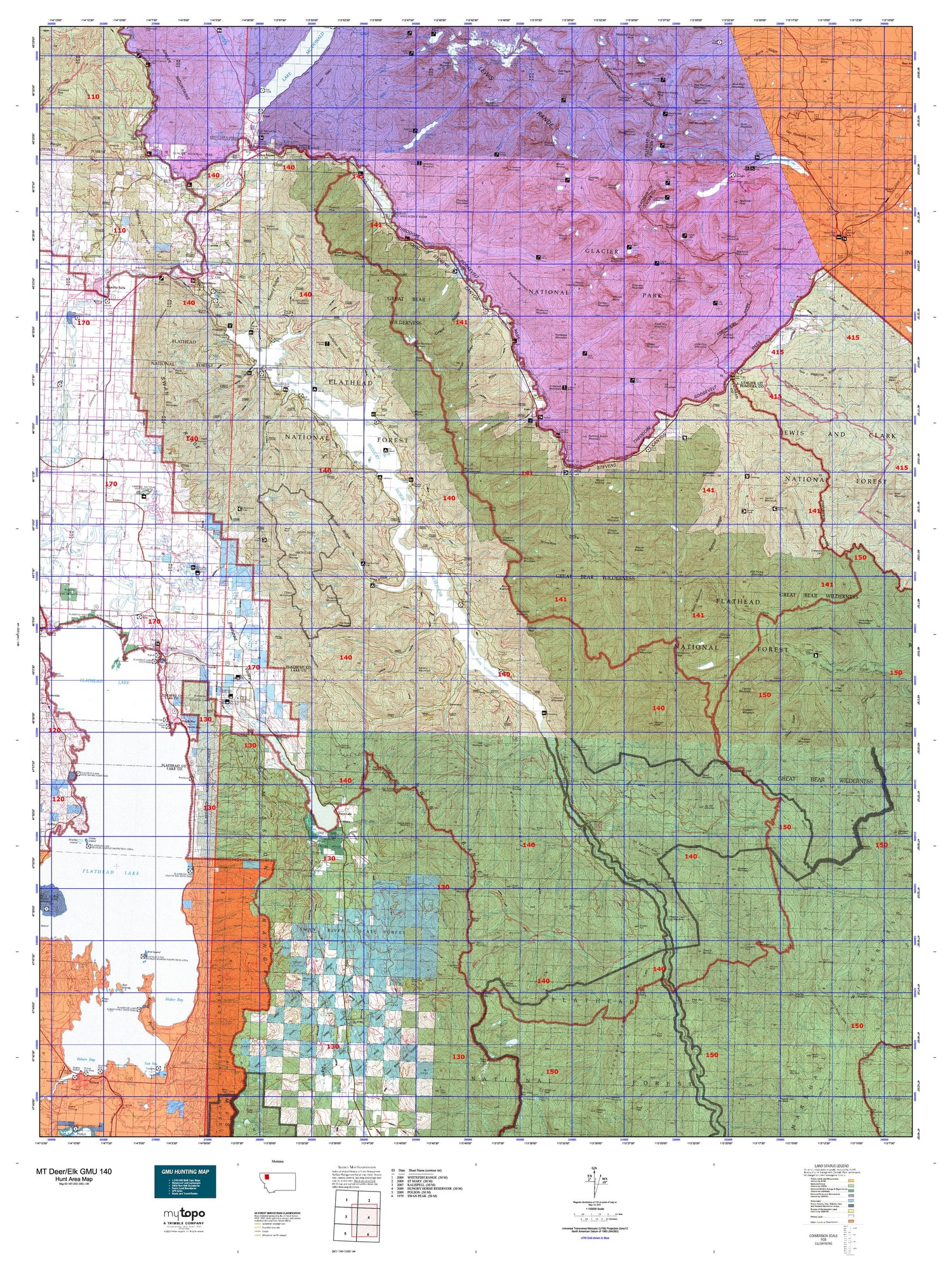 Montana Deer/Elk GMU 140 Map Image