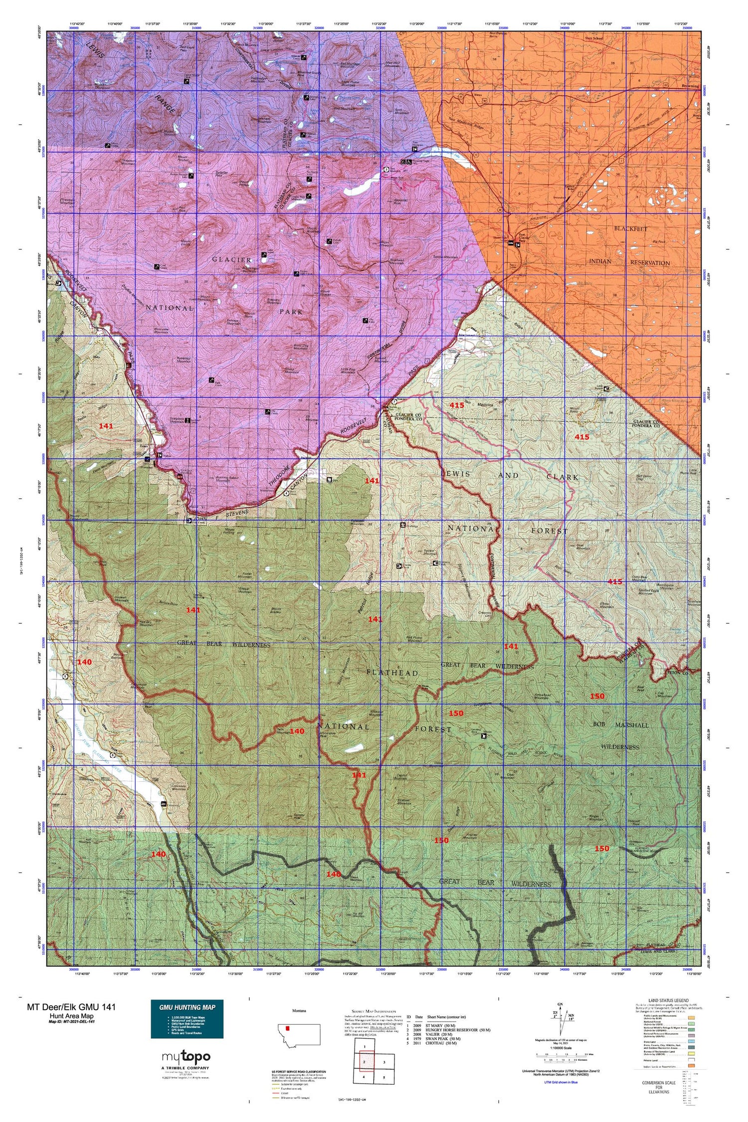 Montana Deer/Elk GMU 141 Map Image