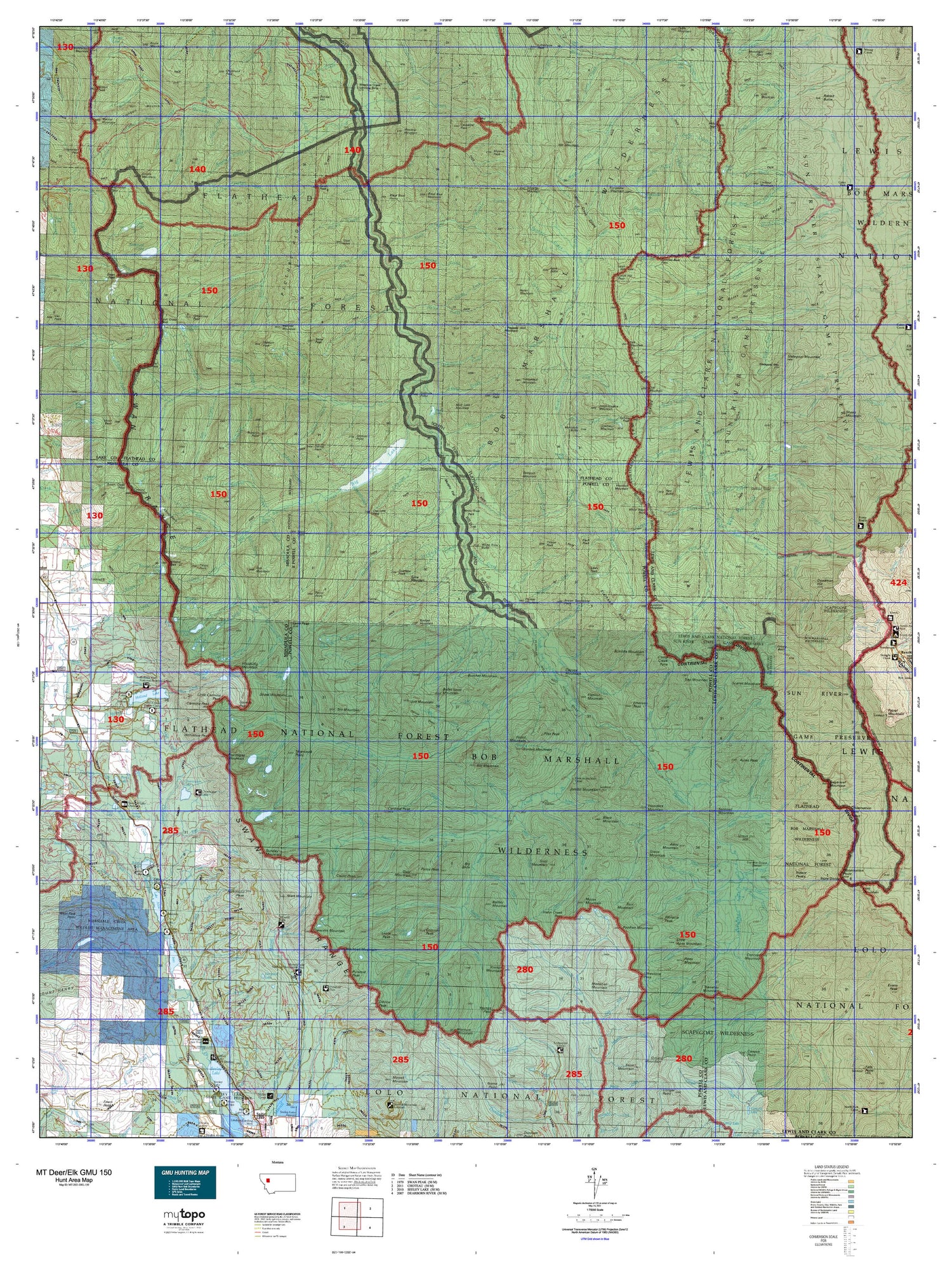 Montana Deer/Elk GMU 150 Map Image
