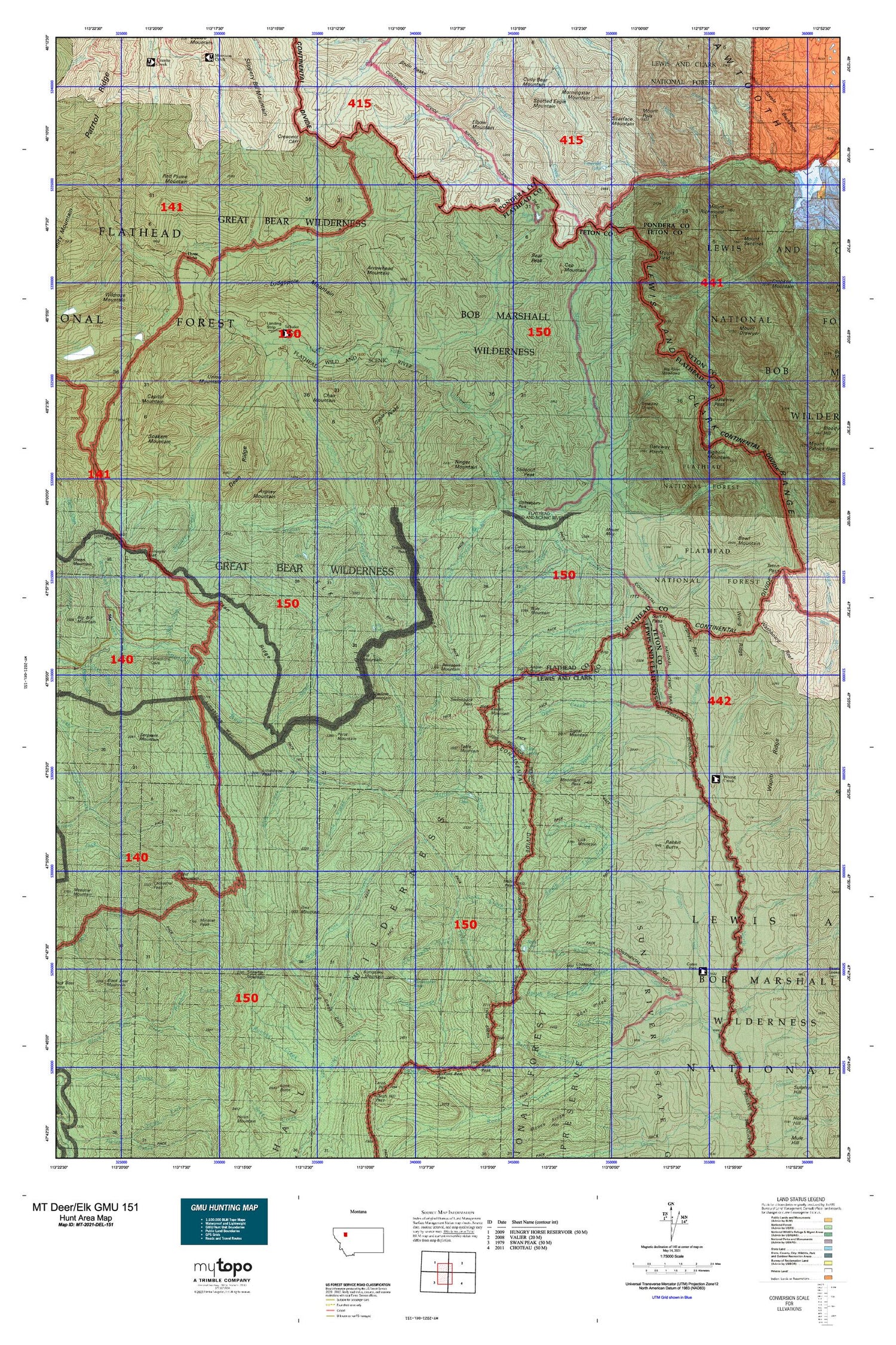 Montana Deer/Elk GMU 151 Map Image