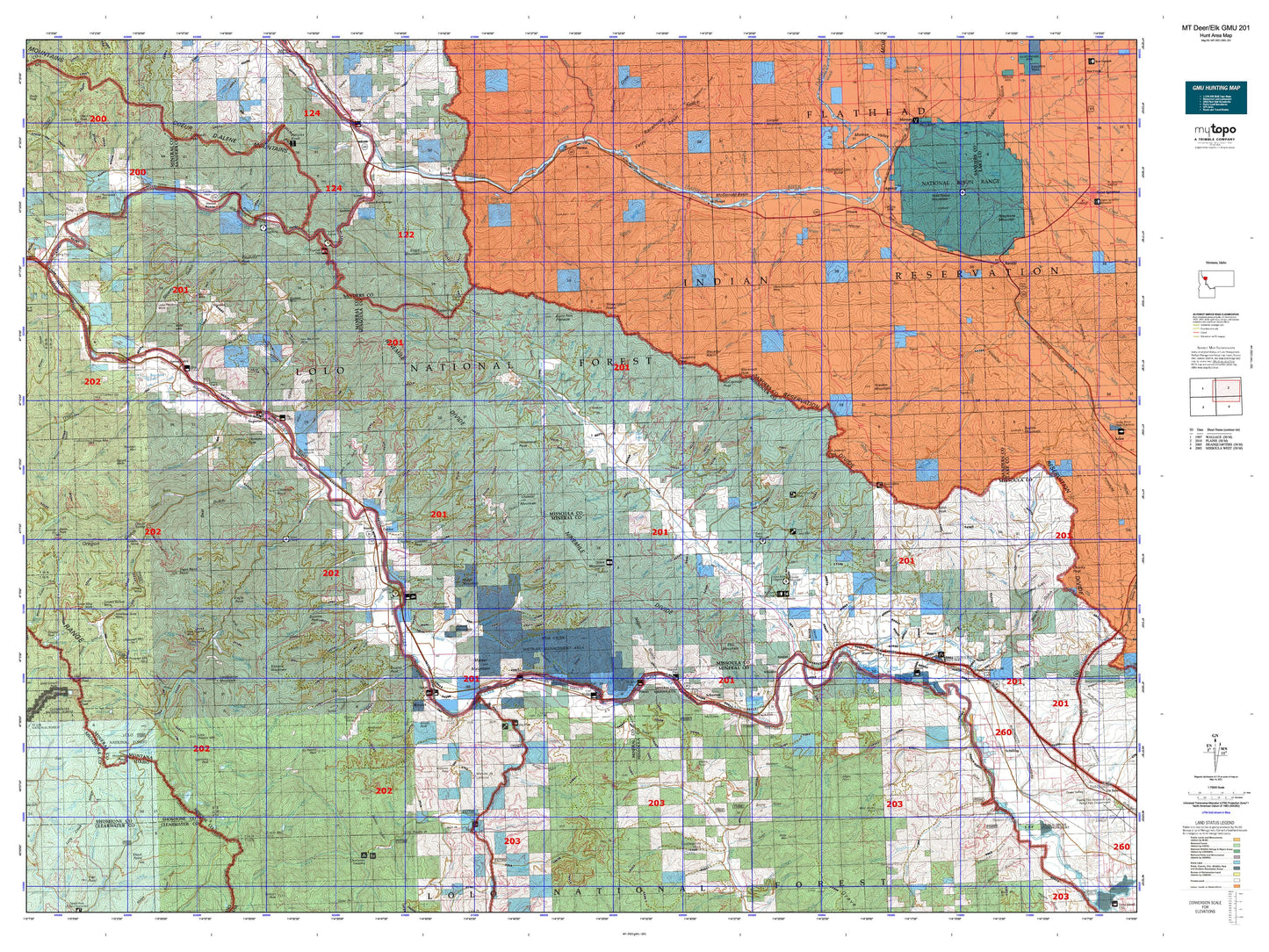 Montana Deer/Elk GMU 201 Map Image