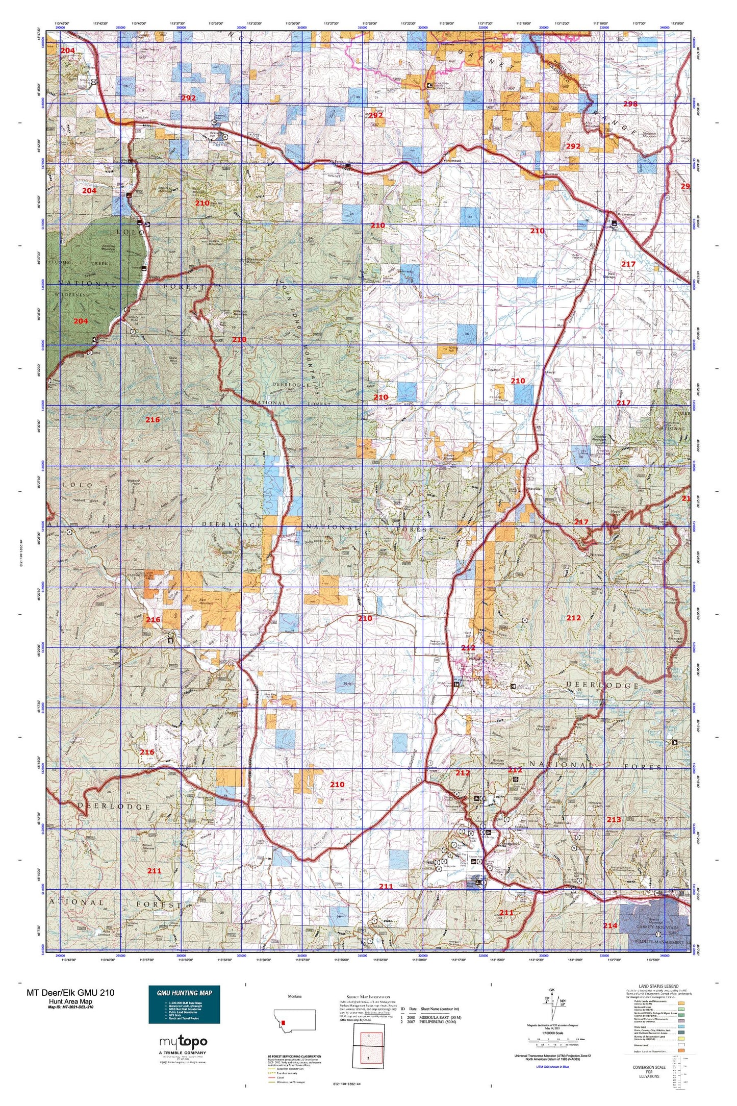 Montana Deer/Elk GMU 210 Map Image