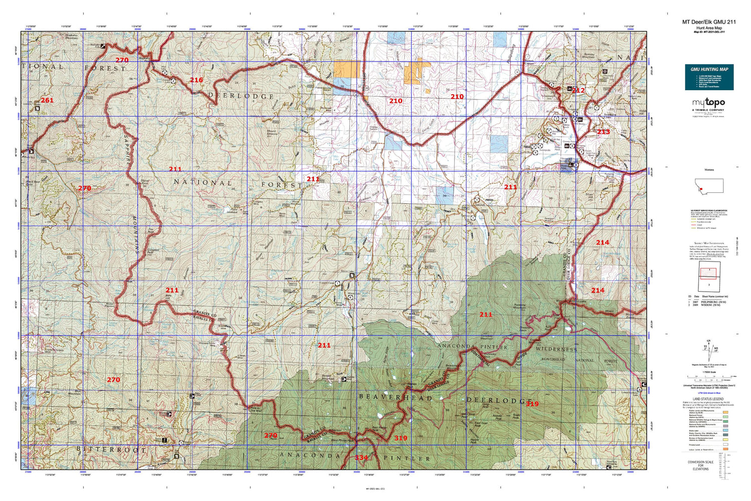 Montana Deer/Elk GMU 211 Map Image