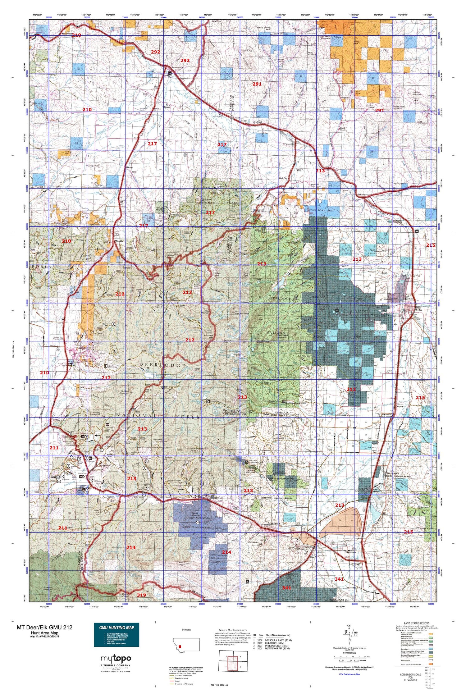 Montana Deer/Elk GMU 212 Map Image