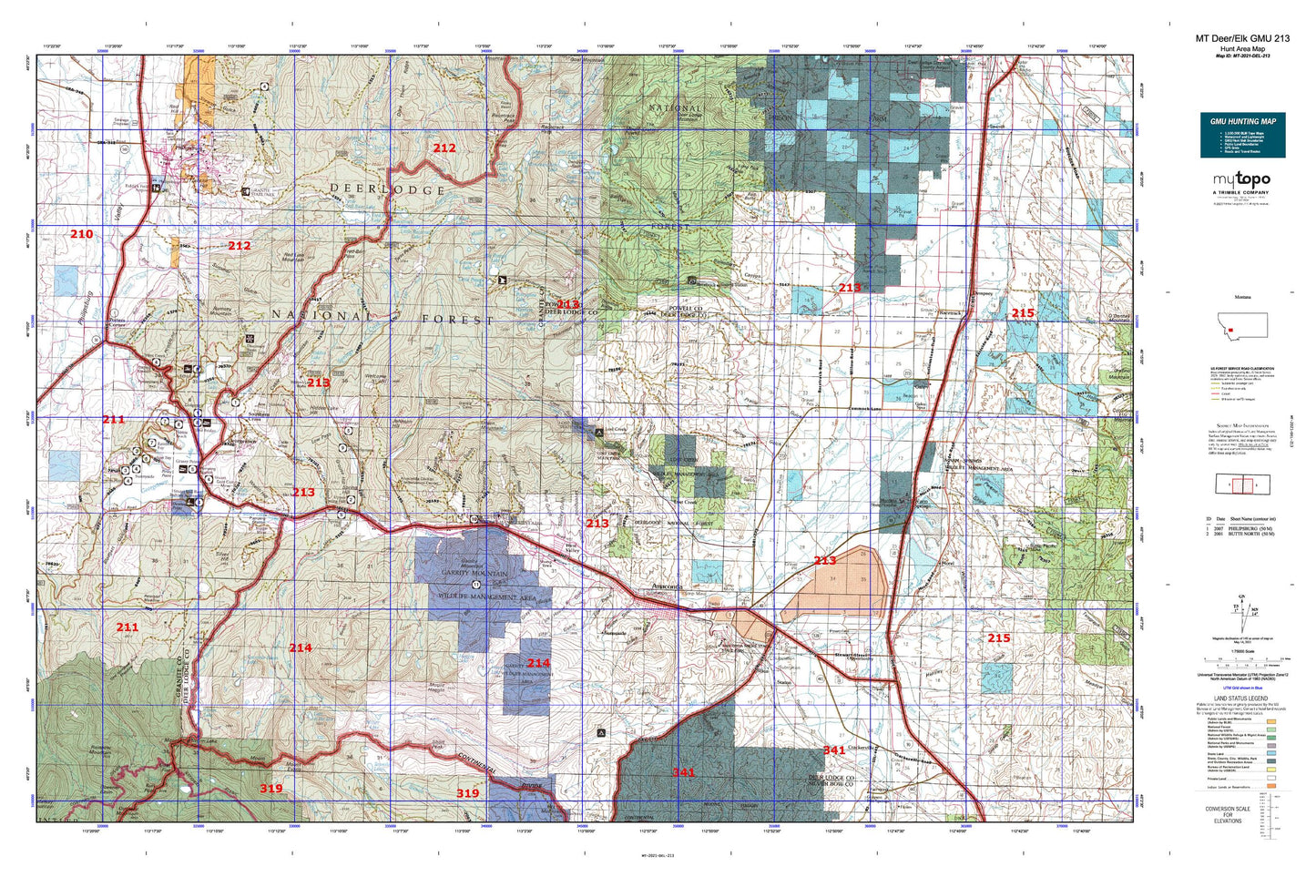 Montana Deer/Elk GMU 213 Map Image