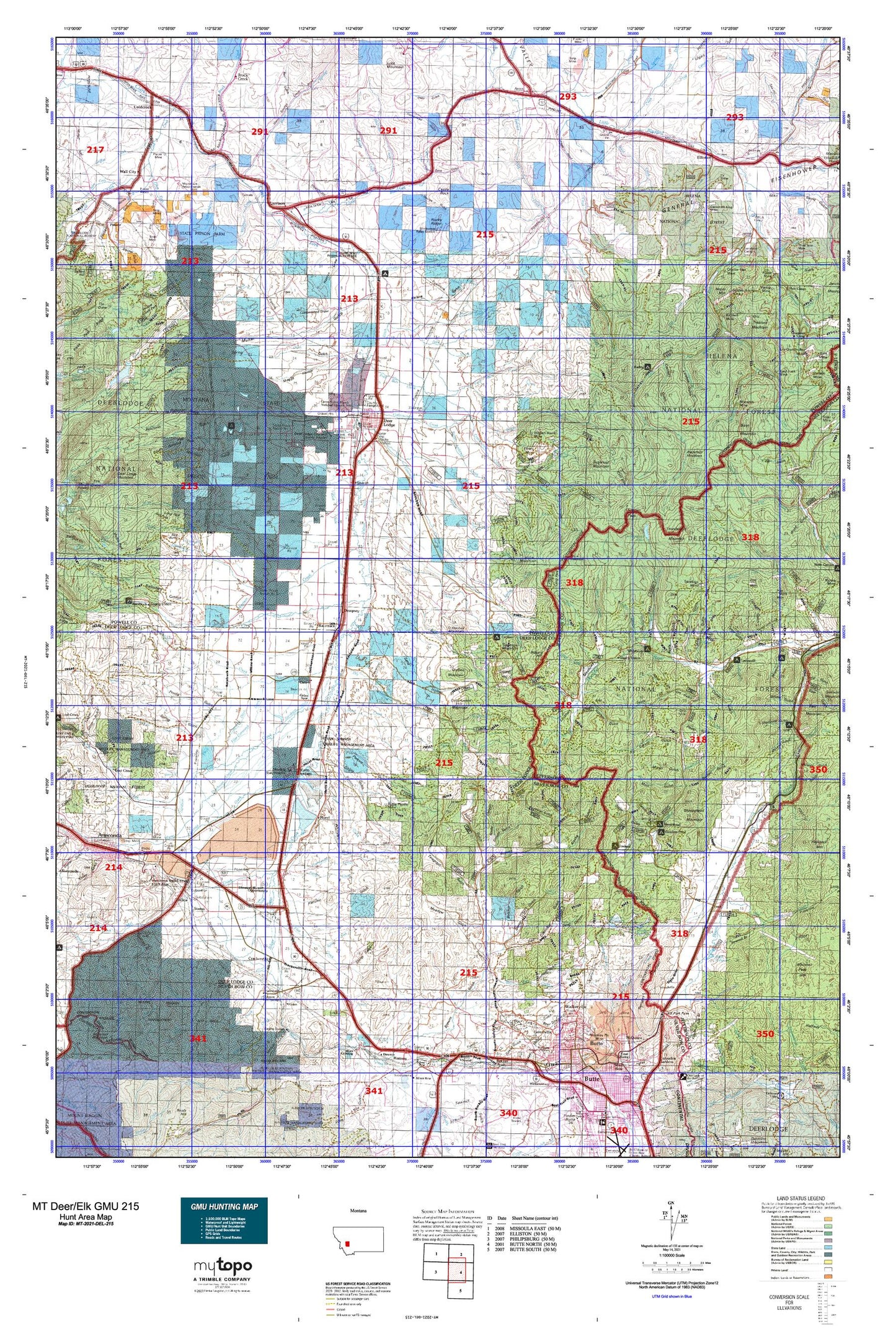 Montana Deer/Elk GMU 215 Map Image