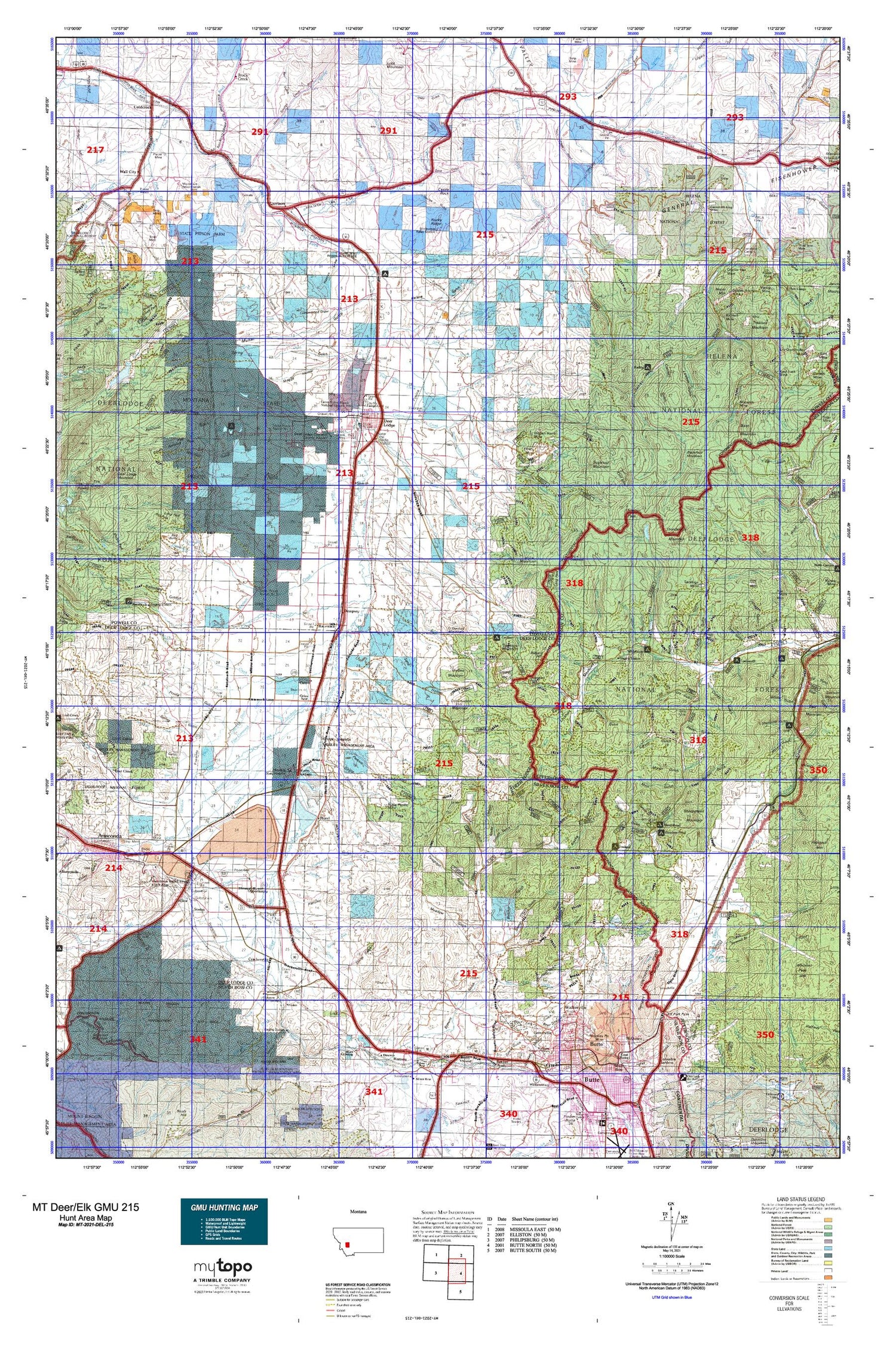 Montana Deer/Elk GMU 215 Map Image