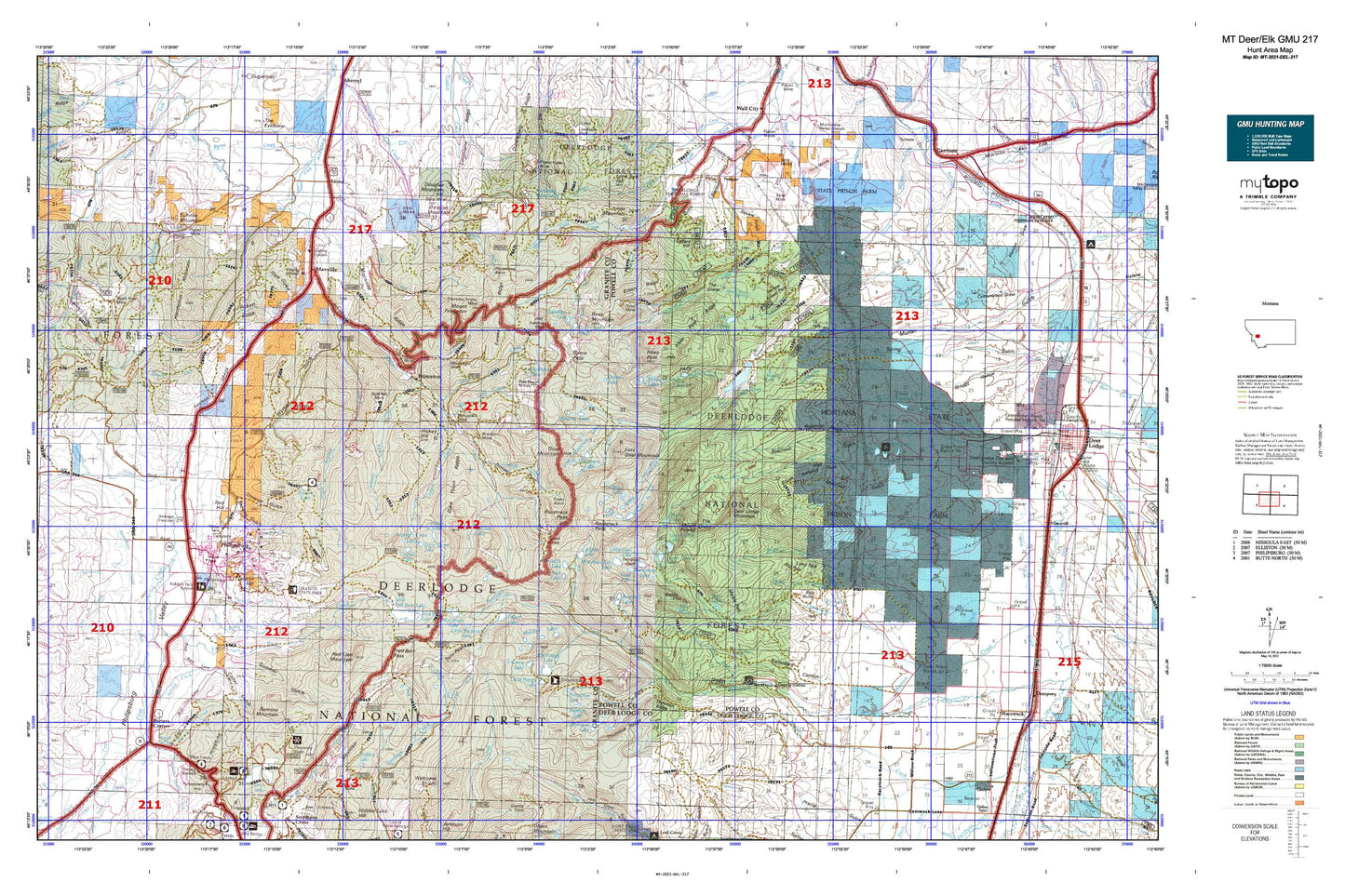 Montana Deer/Elk GMU 217 Map Image