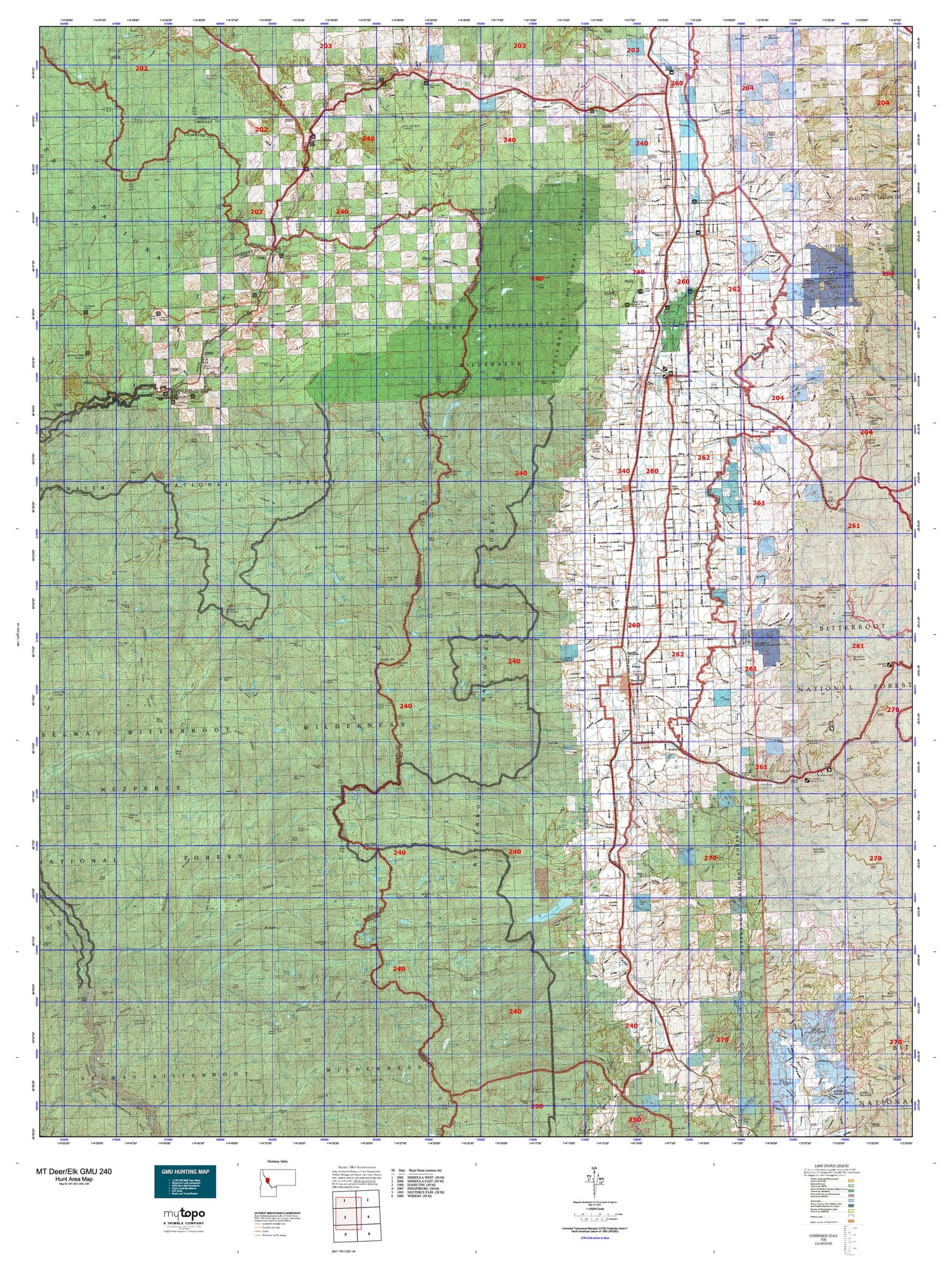Montana Deer/Elk GMU 240 Map Image