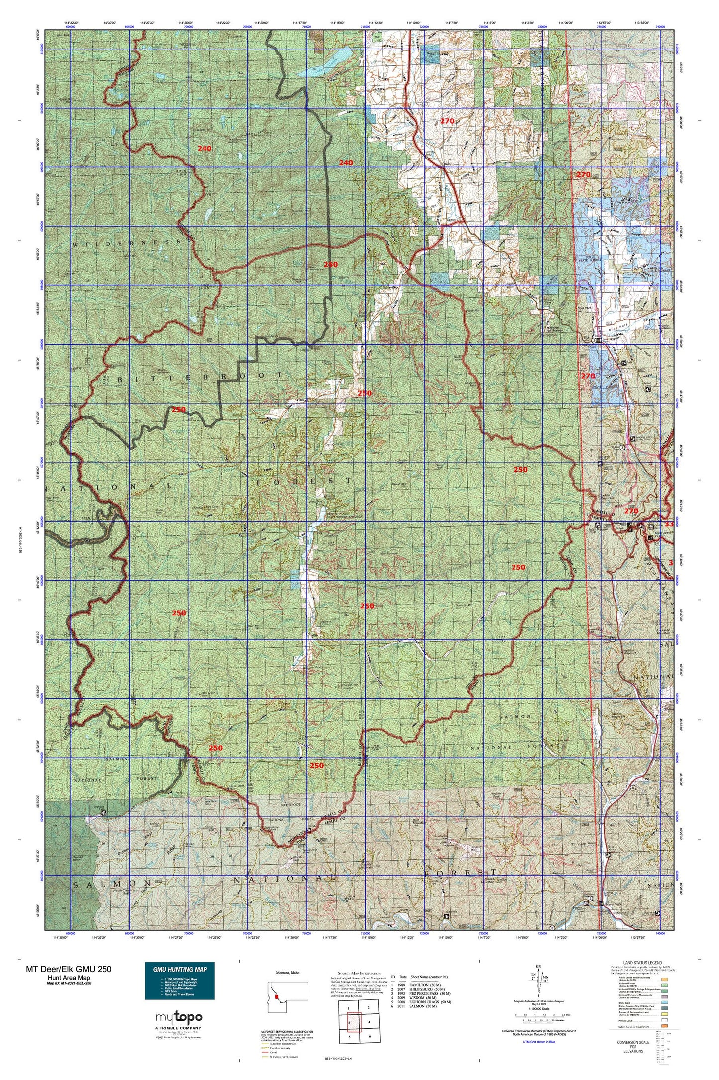 Montana Deer/Elk GMU 250 Map Image