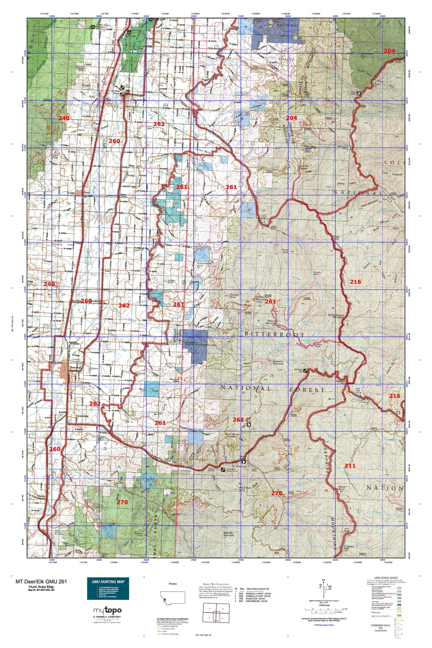Montana Deer/Elk GMU 261 Map Image