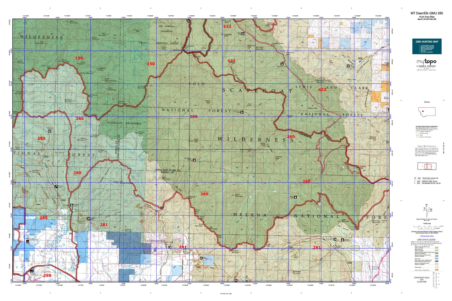 Montana Deer/Elk GMU 280 Map Image