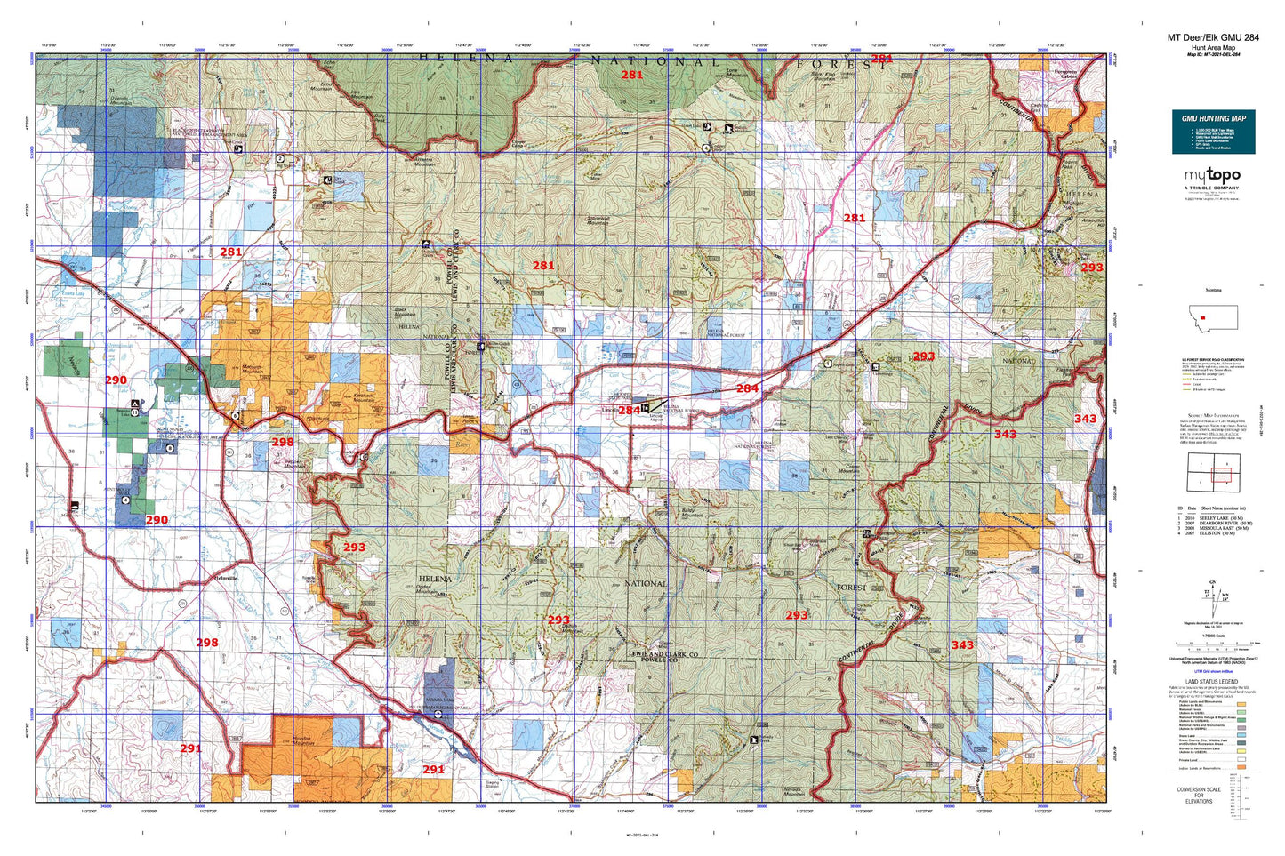 Montana Deer/Elk GMU 284 Map Image