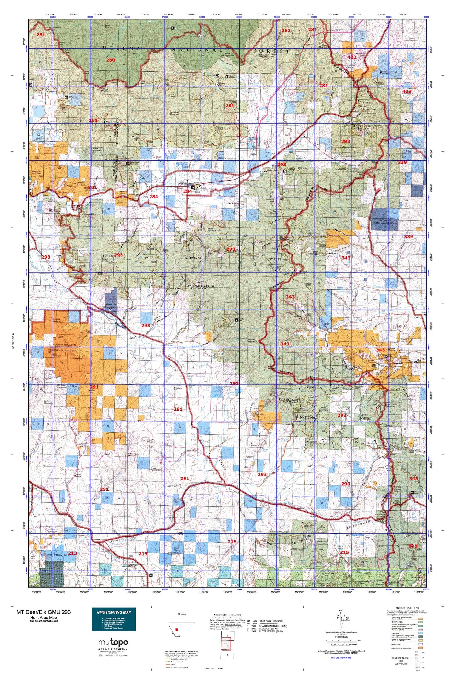 Montana Deer/Elk GMU 293 Map Image
