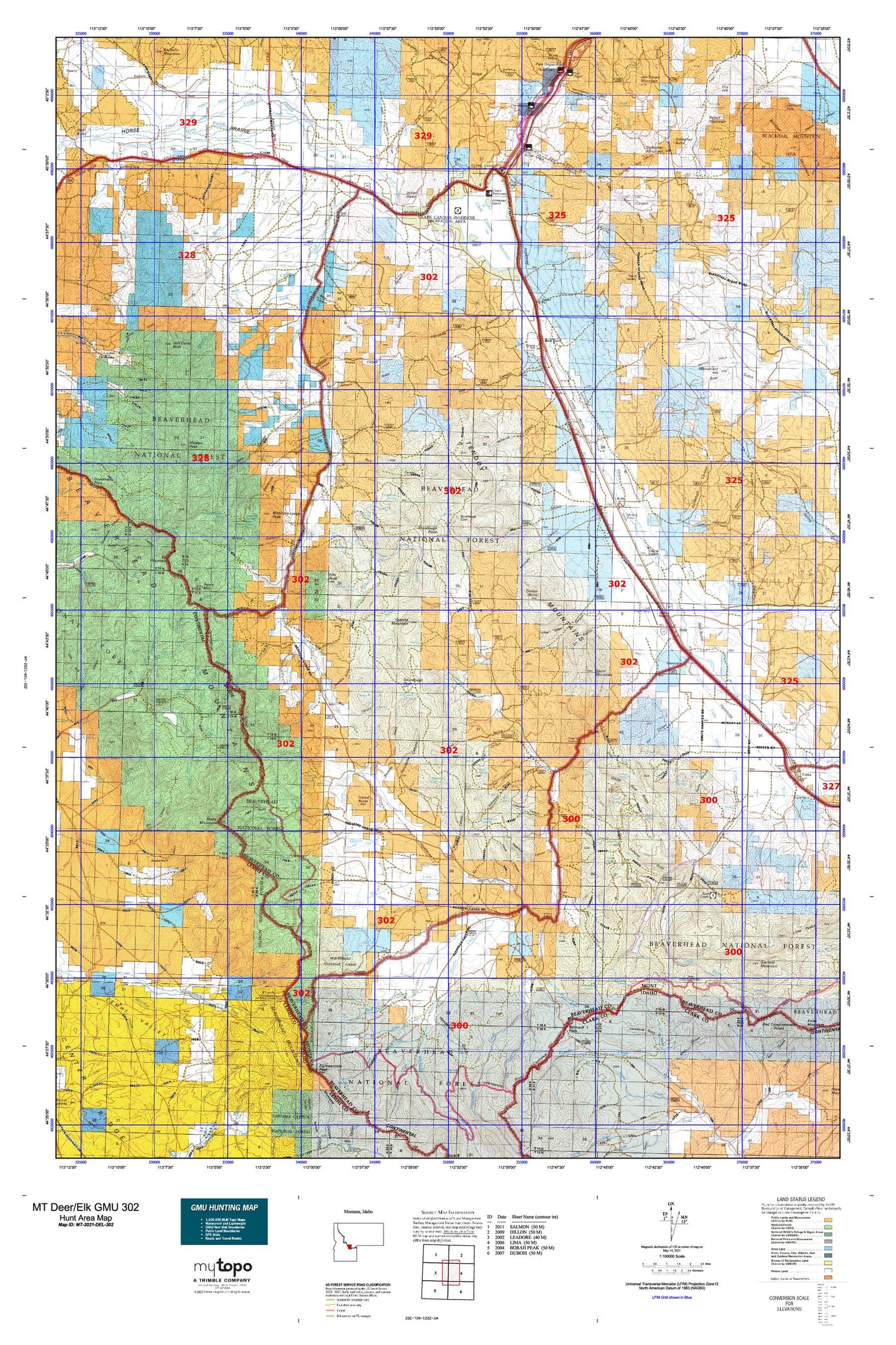 Montana Deer/Elk GMU 302 Map Image