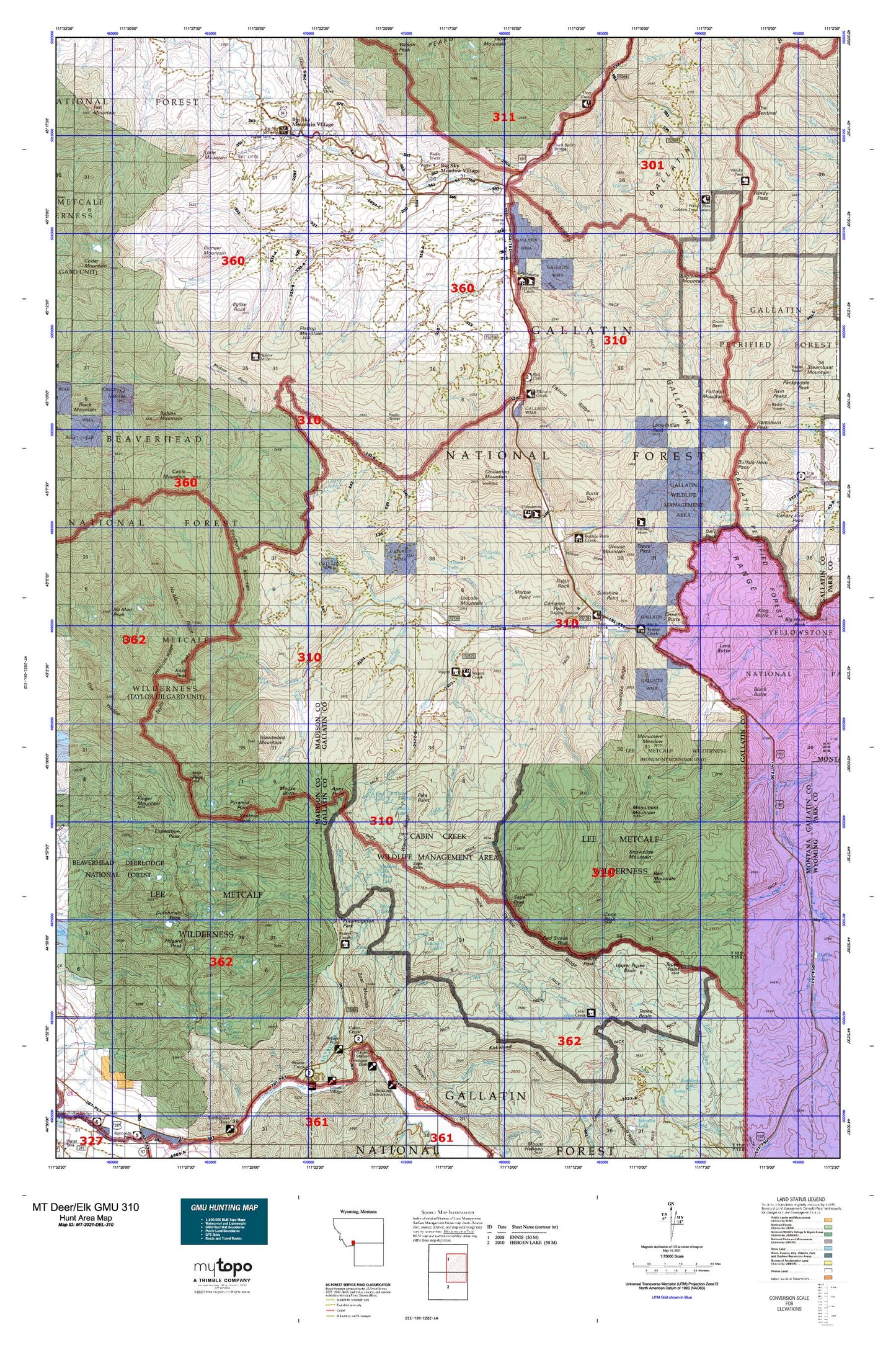 Montana Deer/Elk GMU 310 Map Image