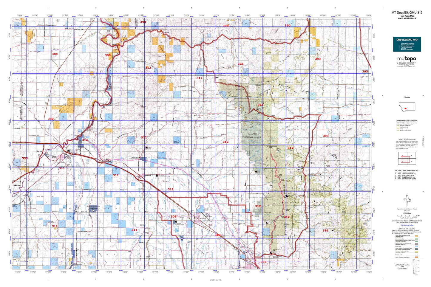 Montana Deer/Elk GMU 312 Map Image