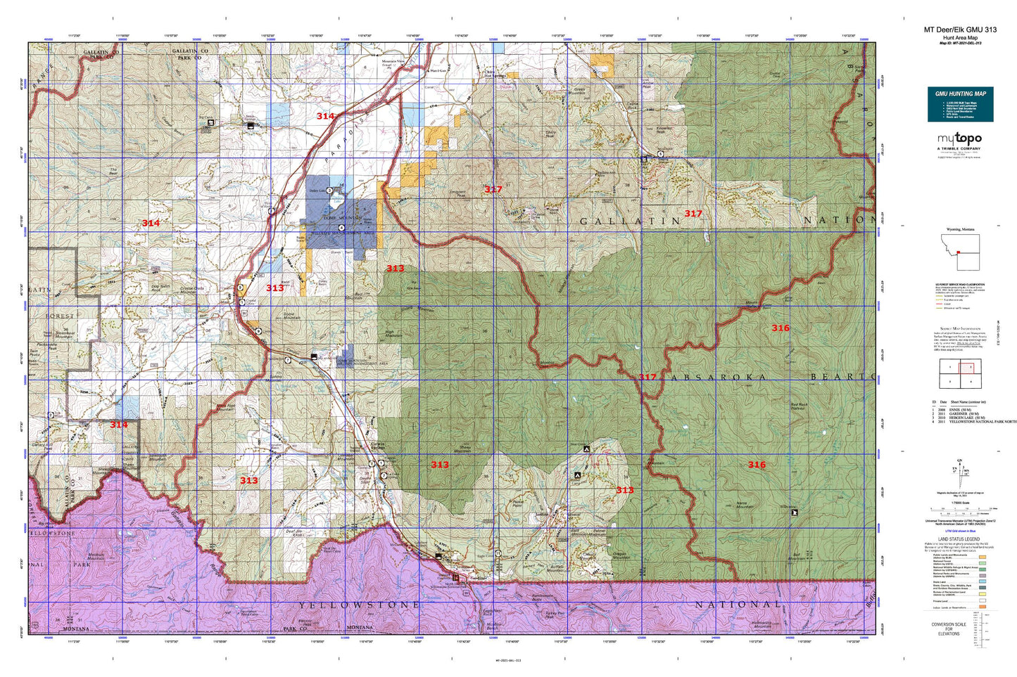 Montana Deer/Elk GMU 313 Map Image