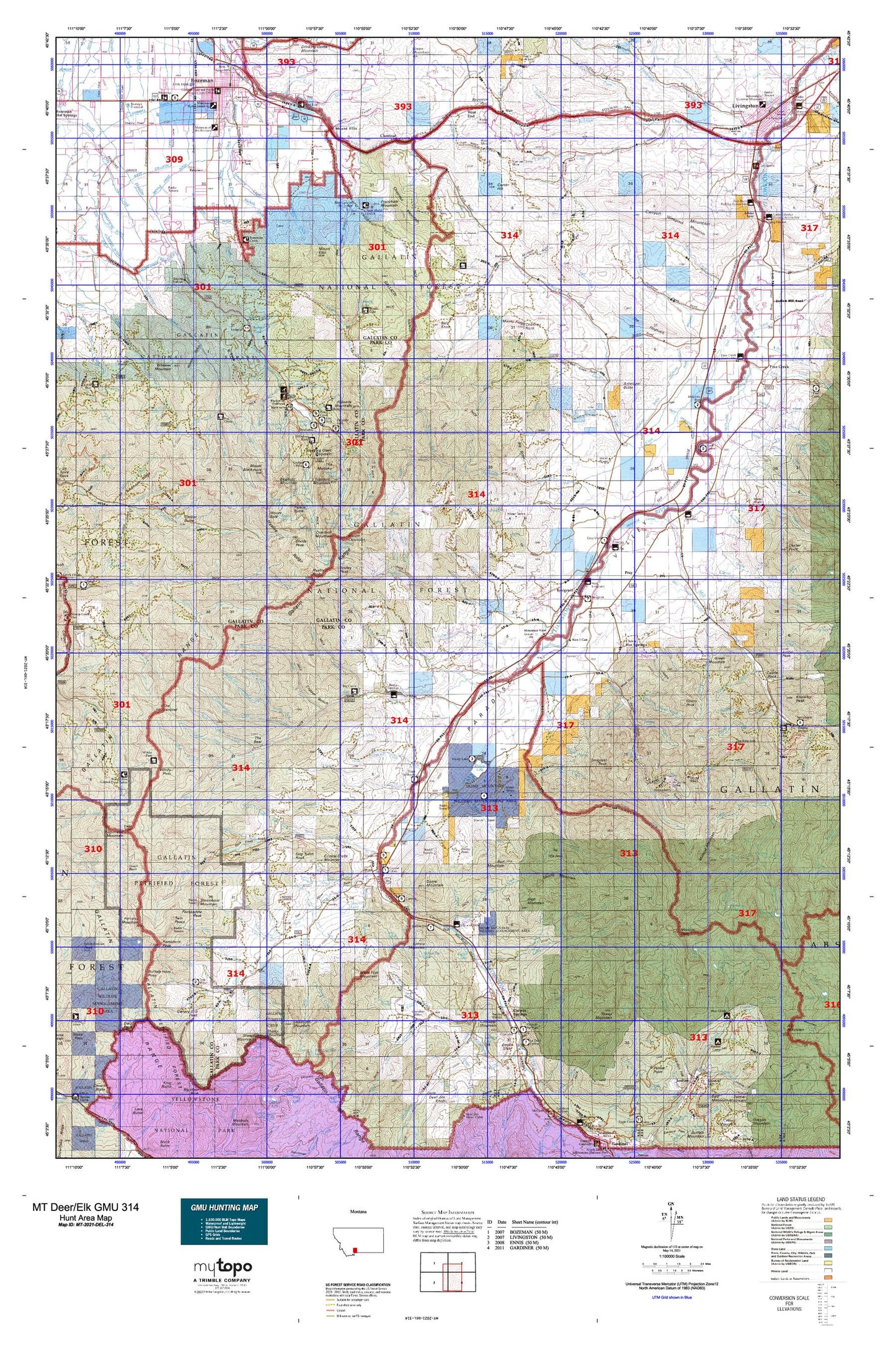 Montana Deer/Elk GMU 314 Map Image