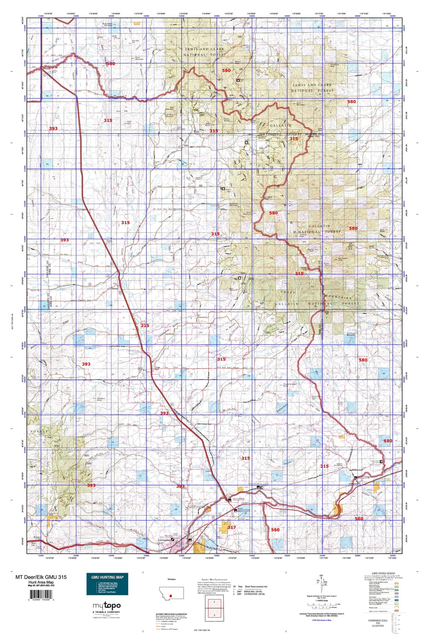 Montana Deer/Elk GMU 315 Map Image