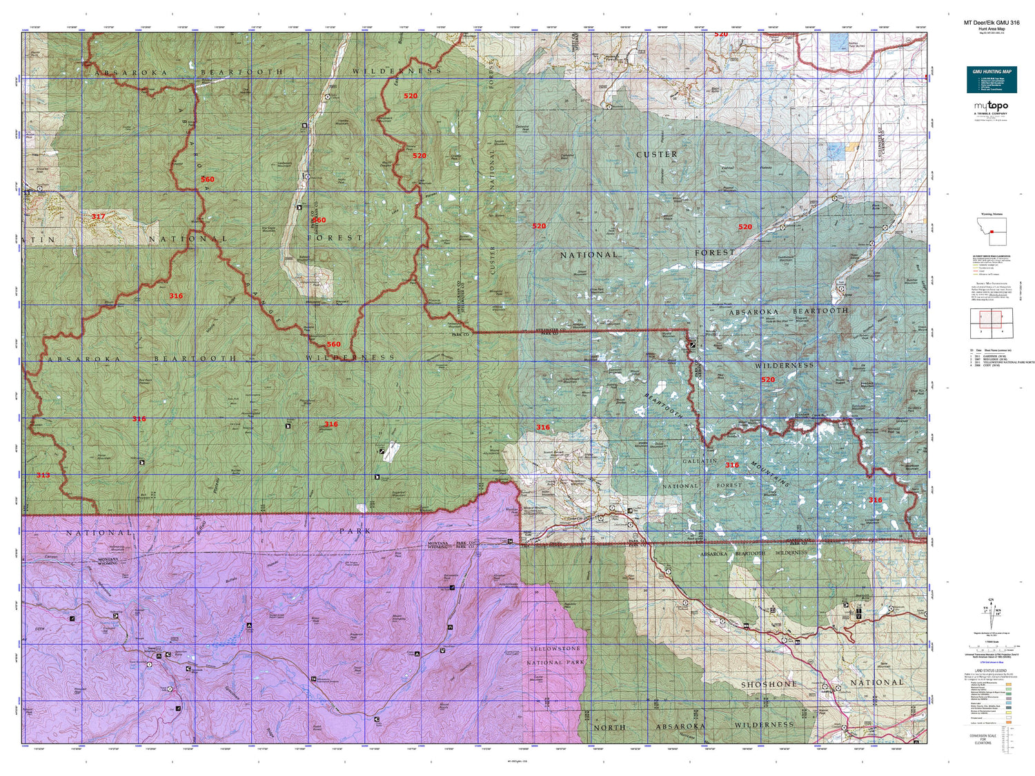 Montana Deer/Elk GMU 316 Map Image
