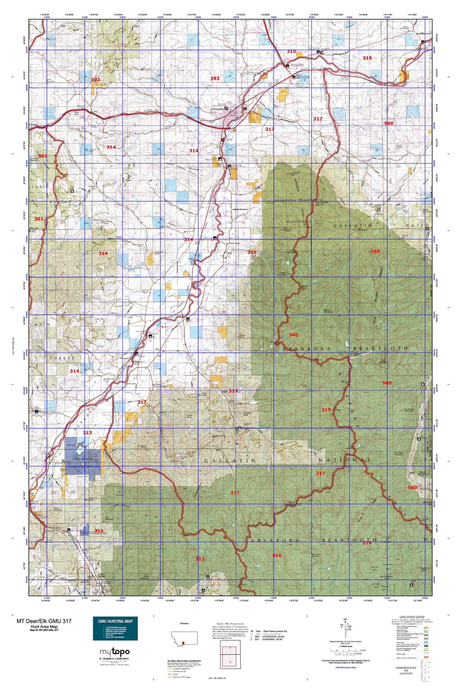 Montana Deer/Elk GMU 317 Map Image