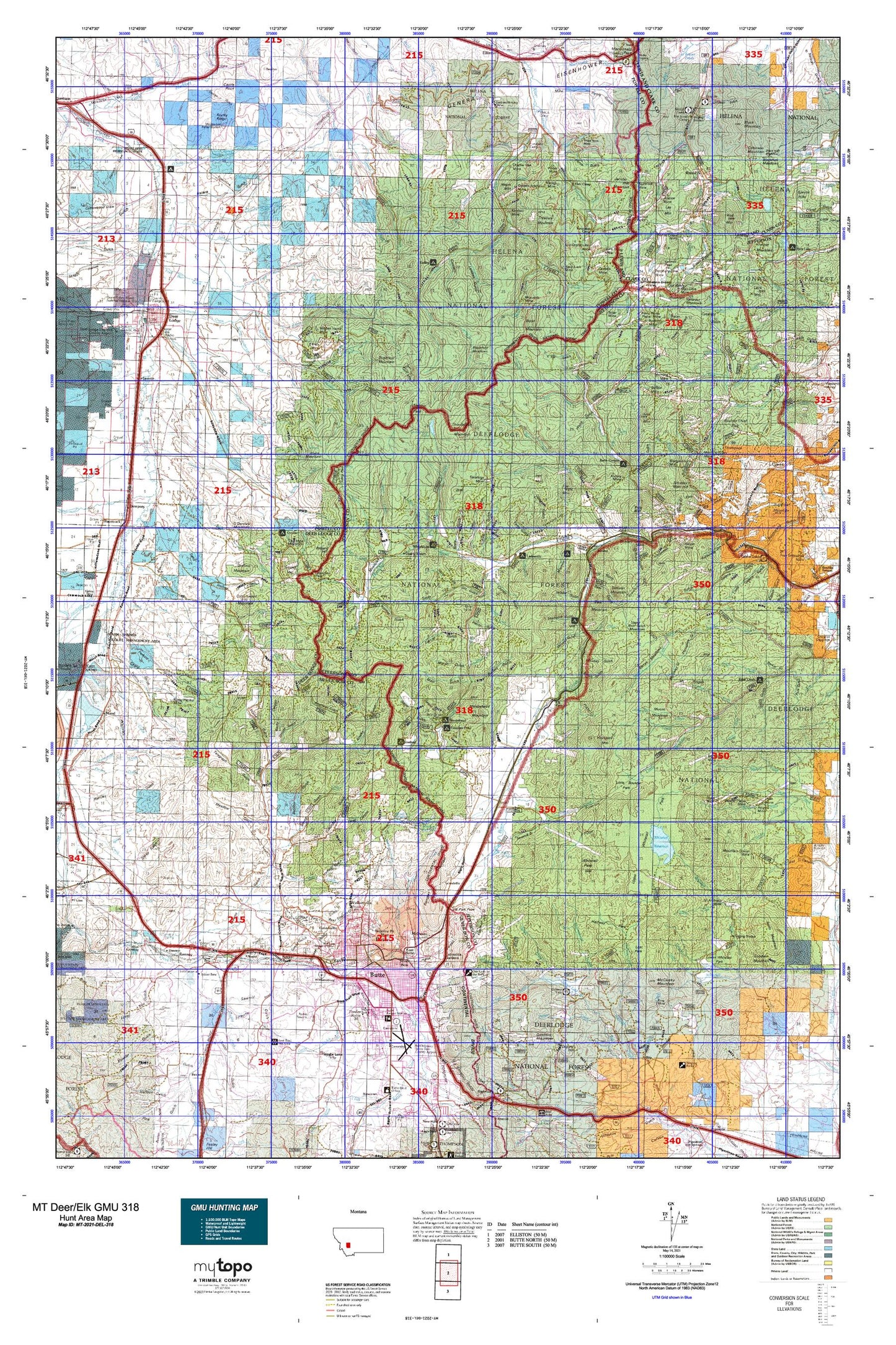 Montana Deer/Elk GMU 318 Map Image