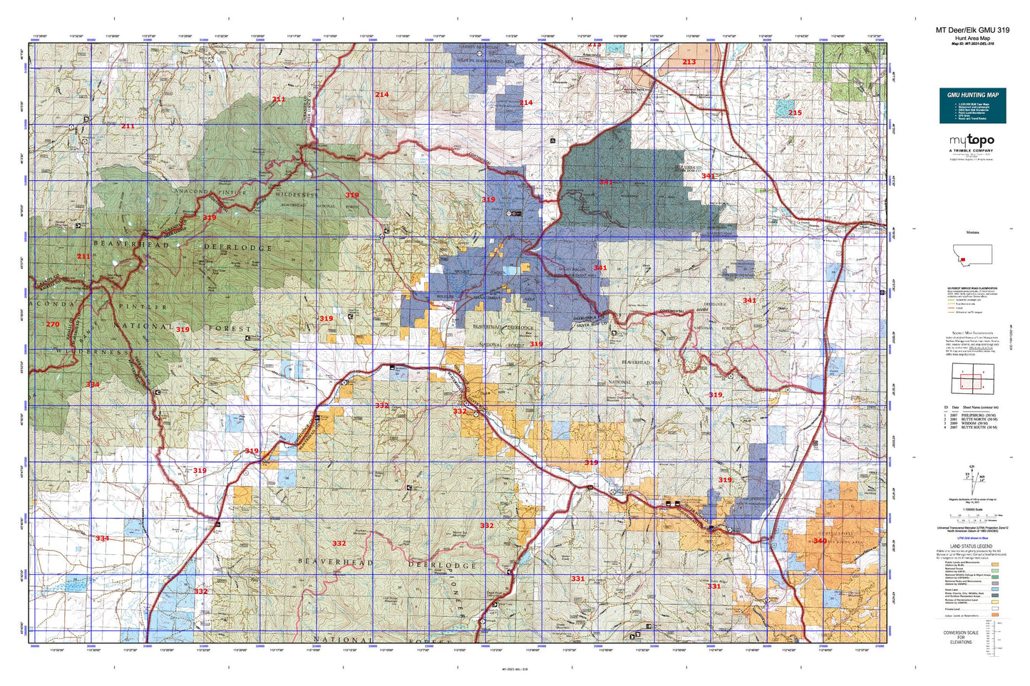 Montana Deer/Elk GMU 319 Map Image