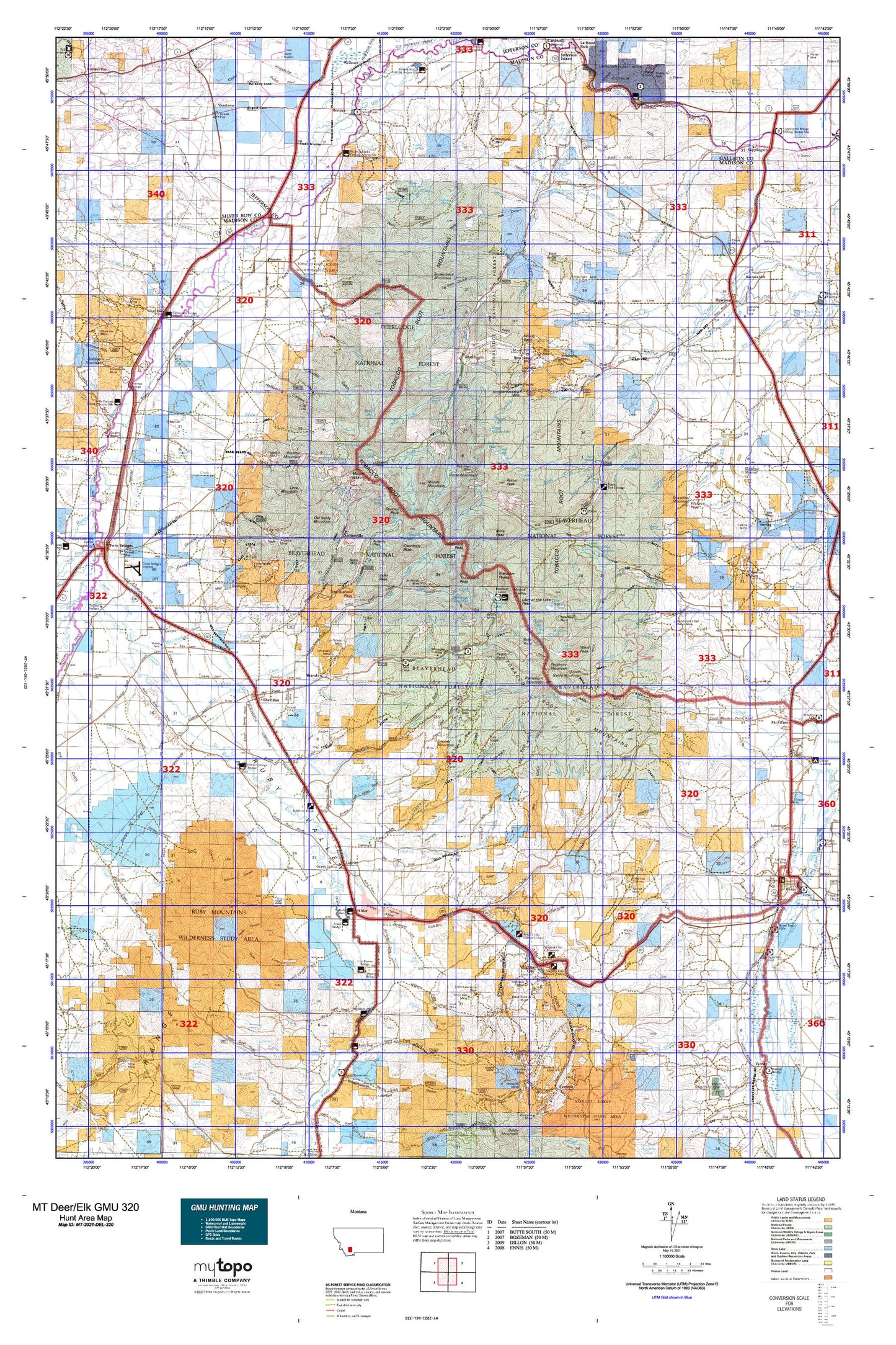 Montana Deer/Elk GMU 320 Map Image