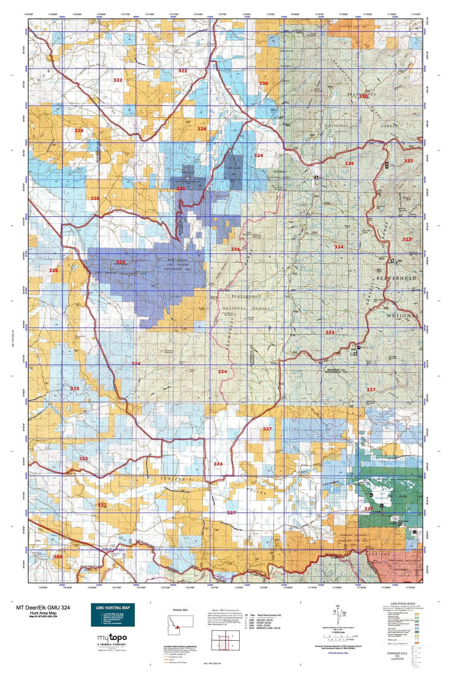 Montana Deer/Elk GMU 324 Map Image