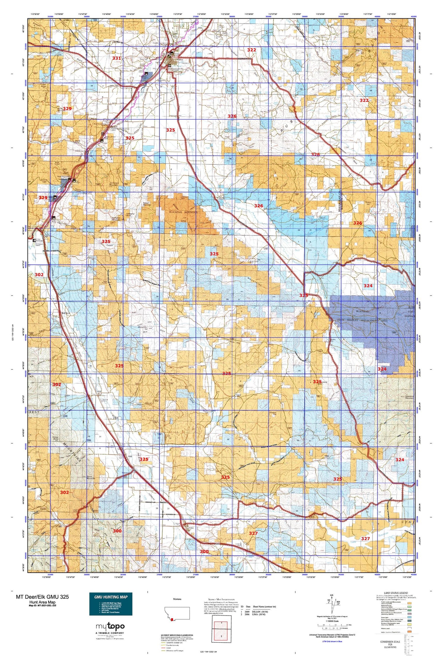 Montana Deer/Elk GMU 325 Map Image