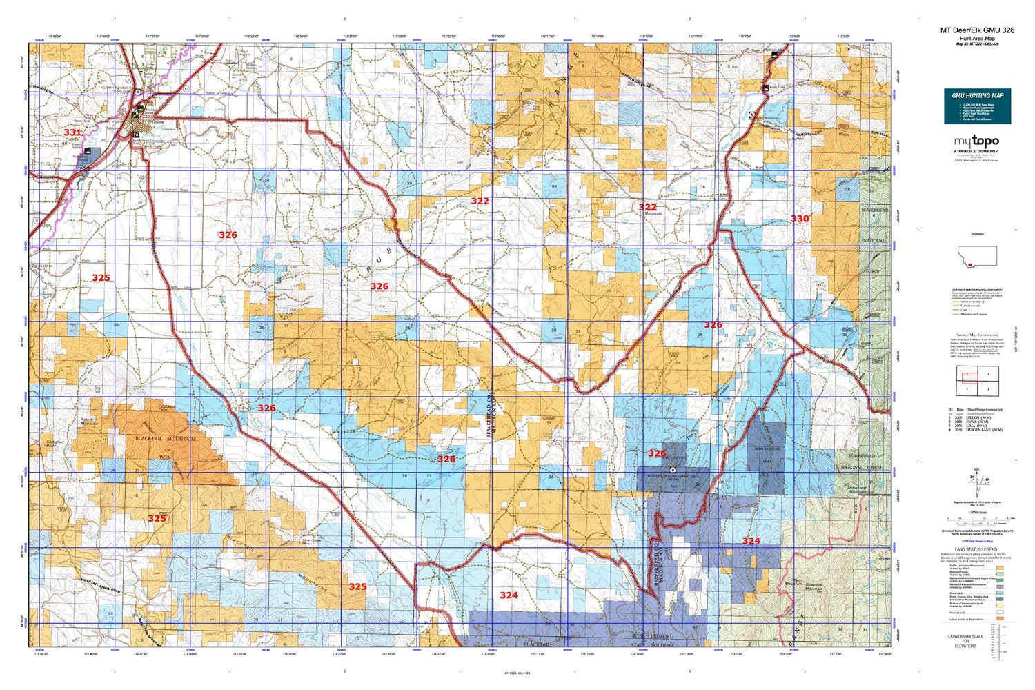 Montana Deer/Elk GMU 326 Map Image