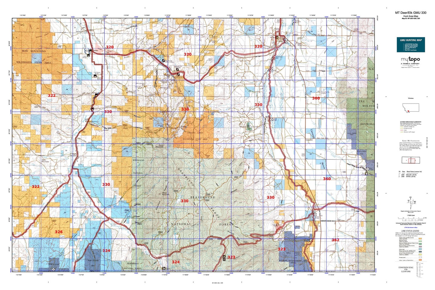 Montana Deer/Elk GMU 330 Map Image