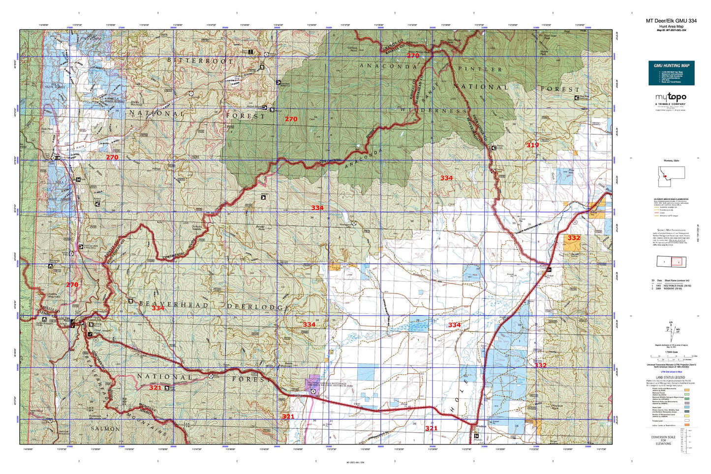 Montana Deer/Elk GMU 334 Map Image