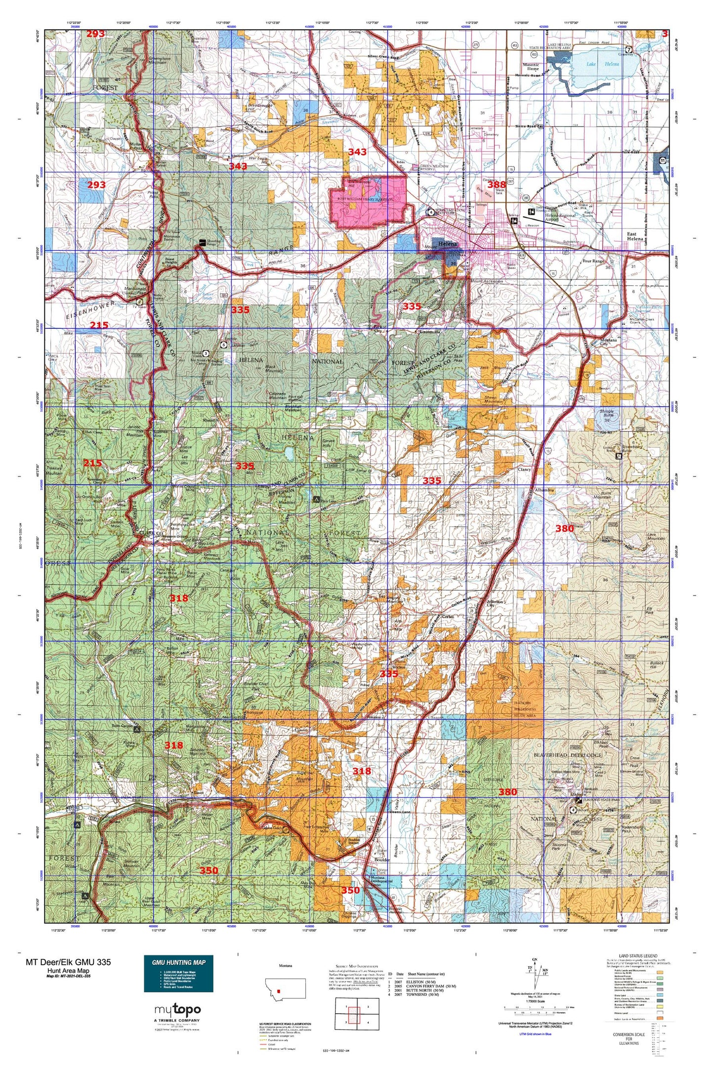Montana Deer/Elk GMU 335 Map Image