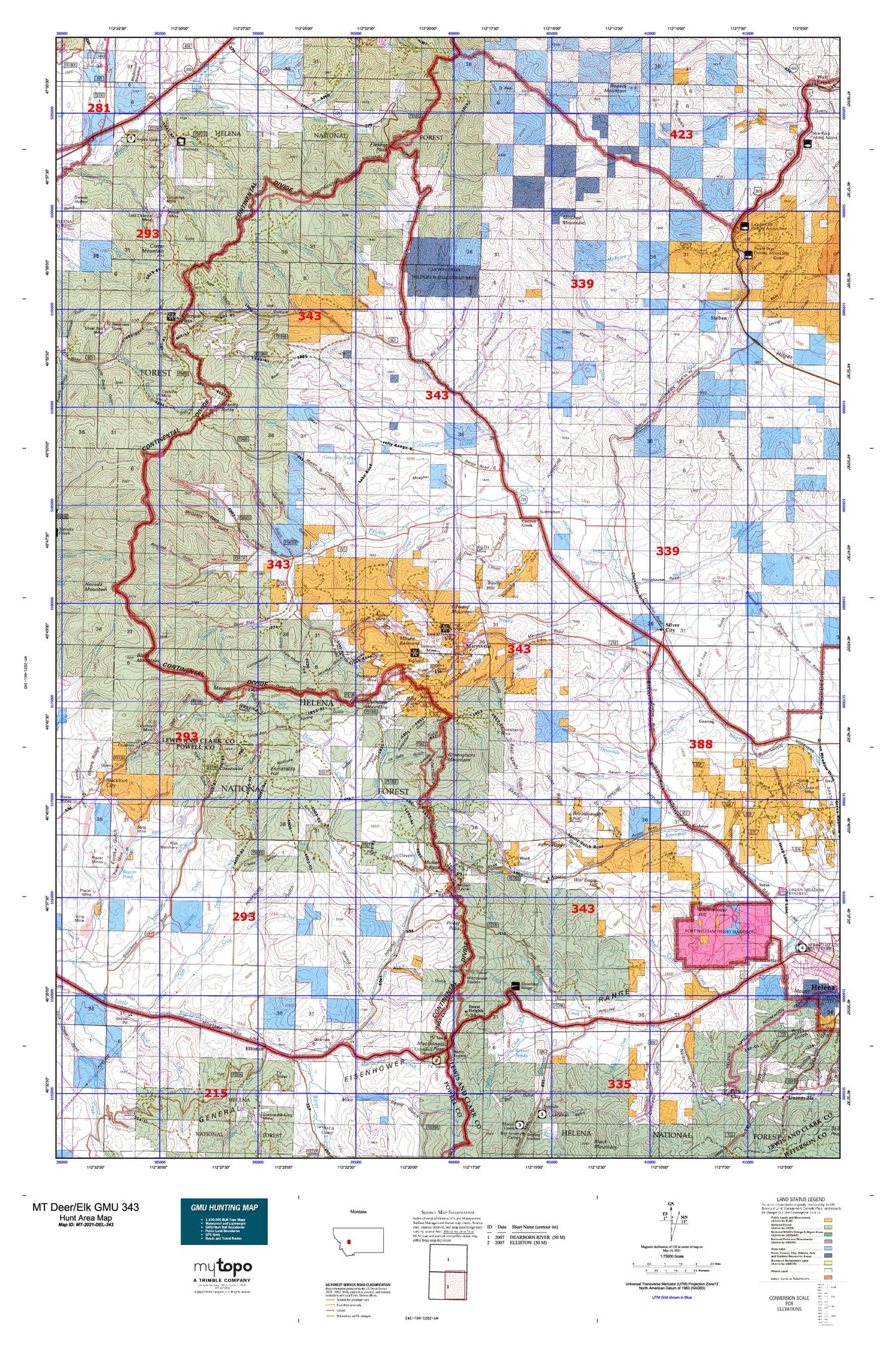 Montana Deer/Elk GMU 343 Map Image