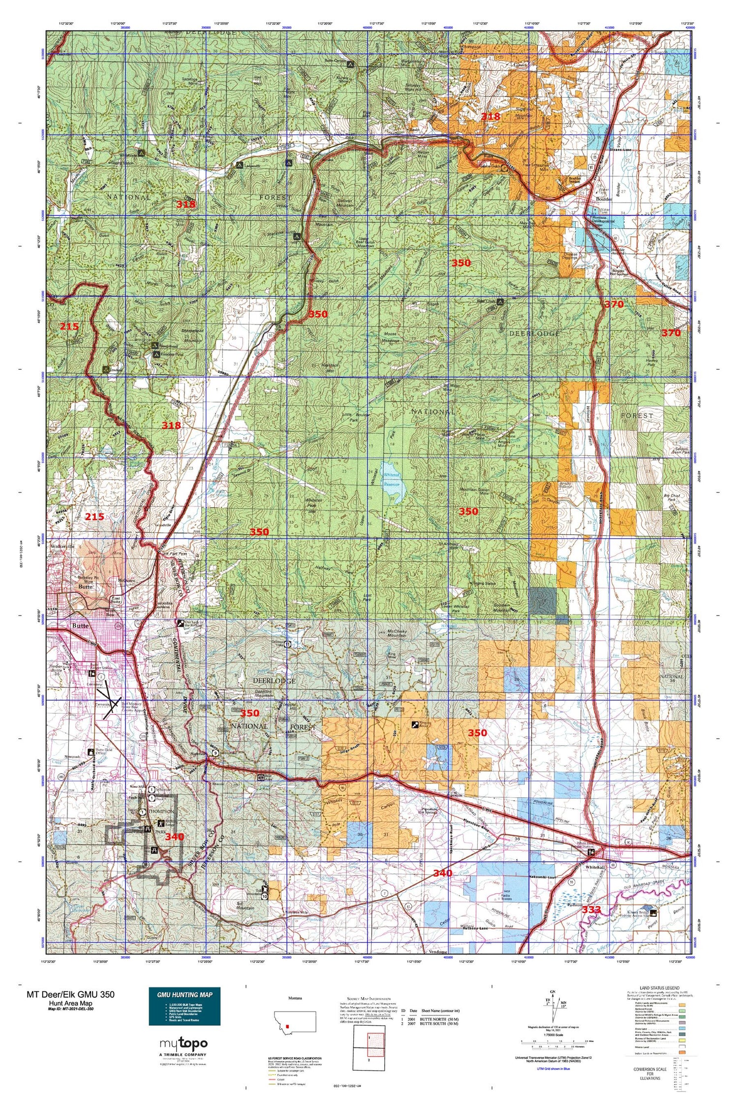 Montana Deer/Elk GMU 350 Map Image