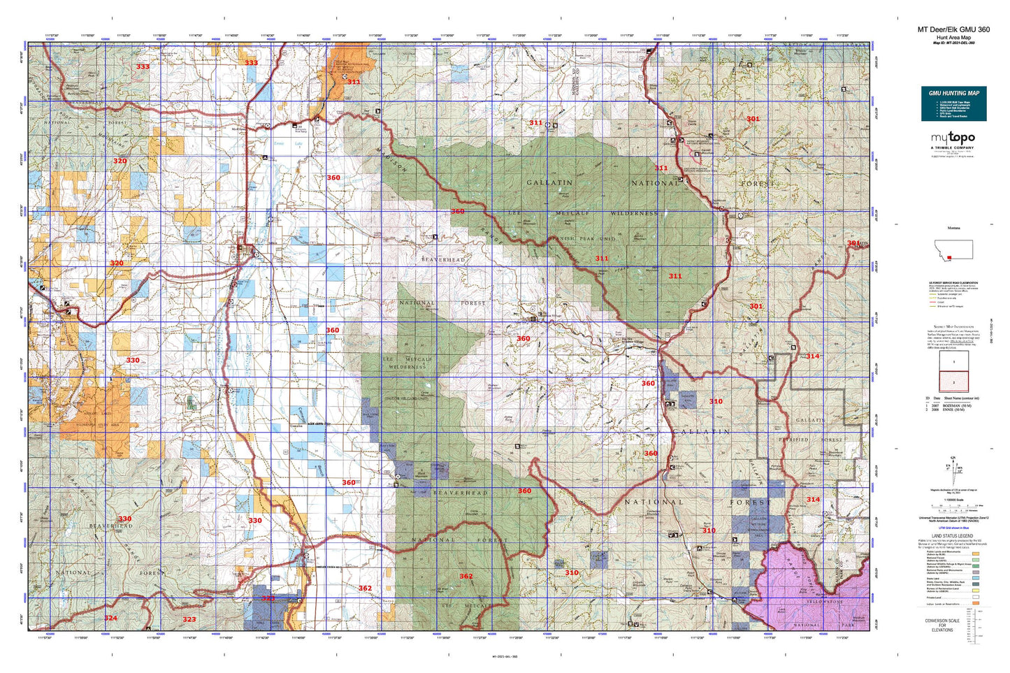 Montana Deer/Elk GMU 360 Map Image