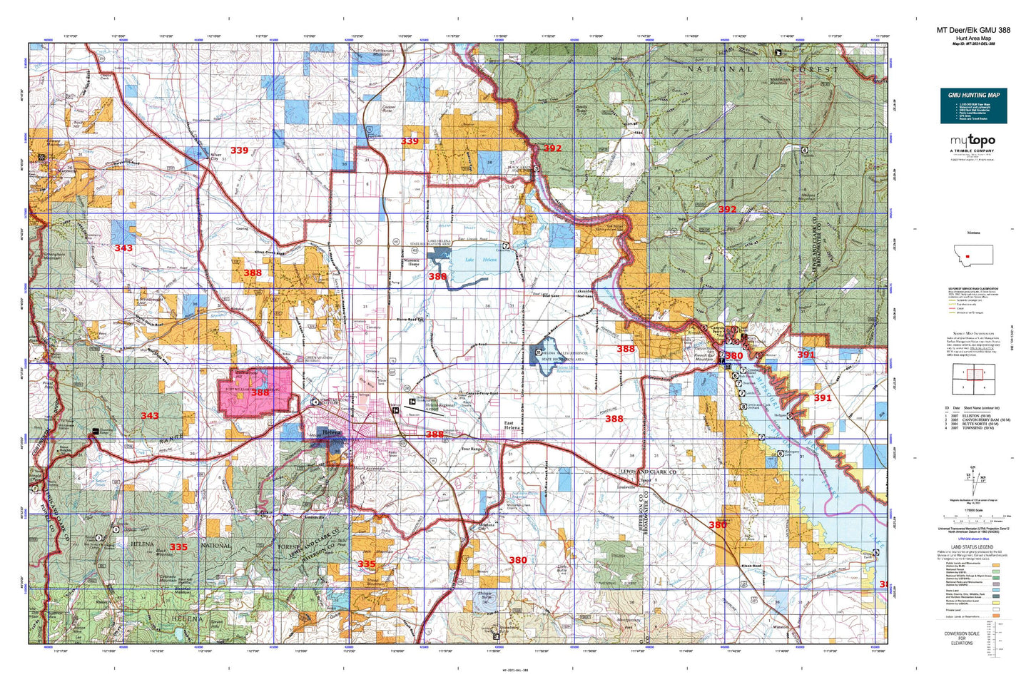 Montana Deer/Elk GMU 388 Map Image