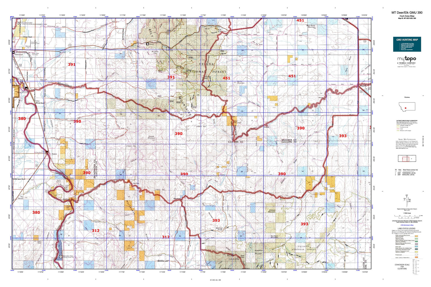Montana Deer/Elk GMU 390 Map Image