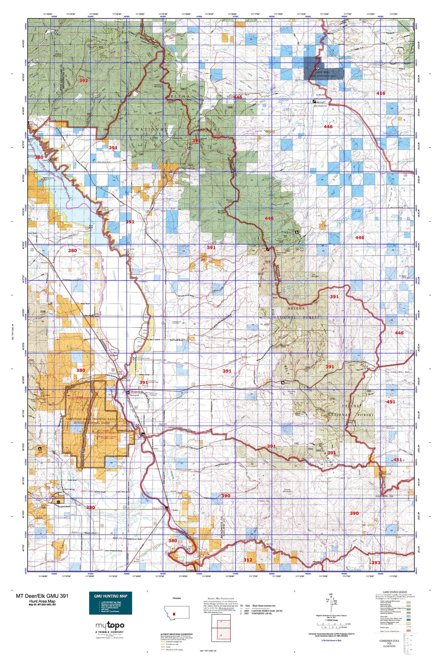 Montana Deer/Elk GMU 391 Map Image
